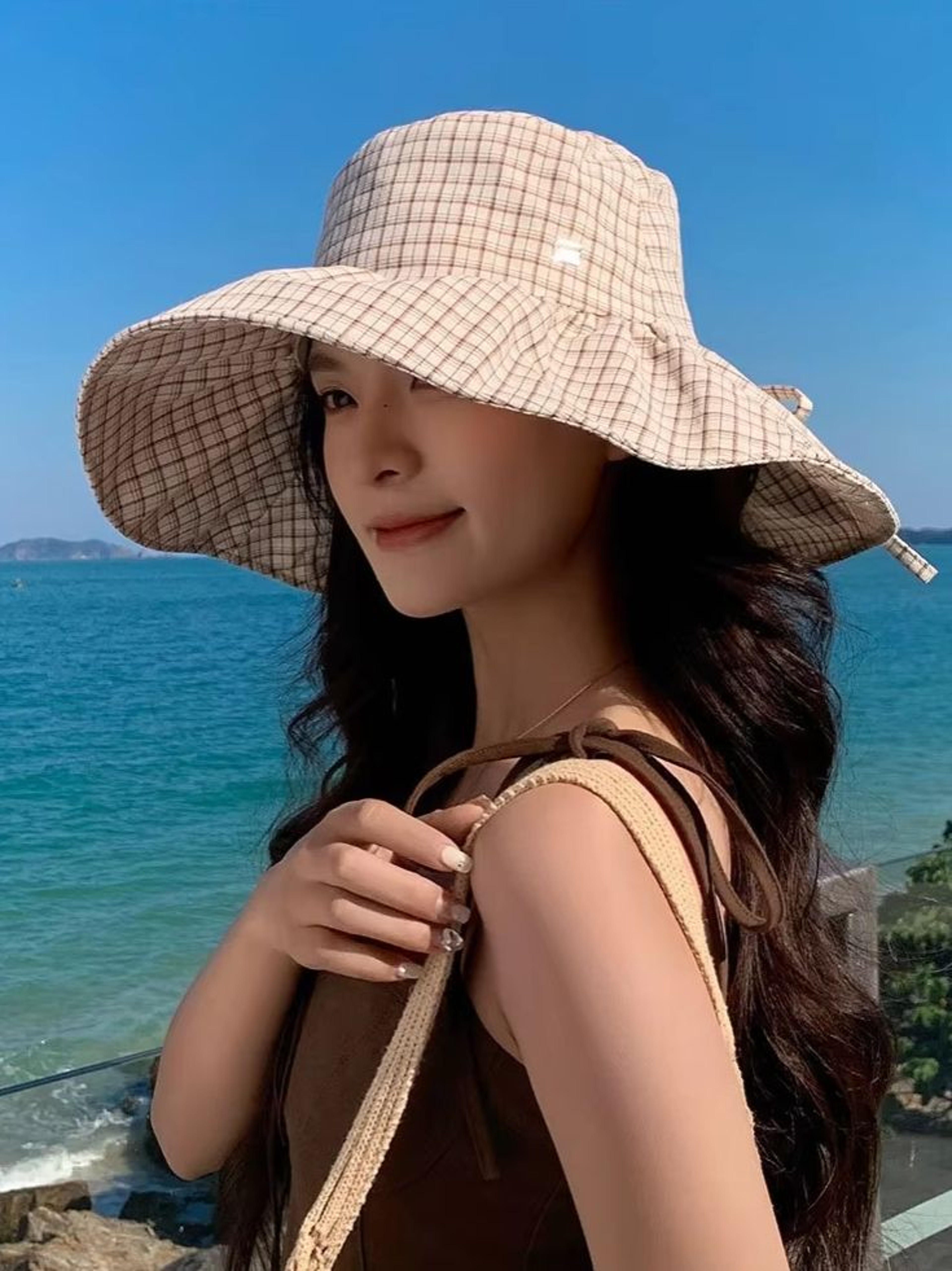 Womens Wide Brim UV Protection Sun Hat With Face Covering Neck Flap 4