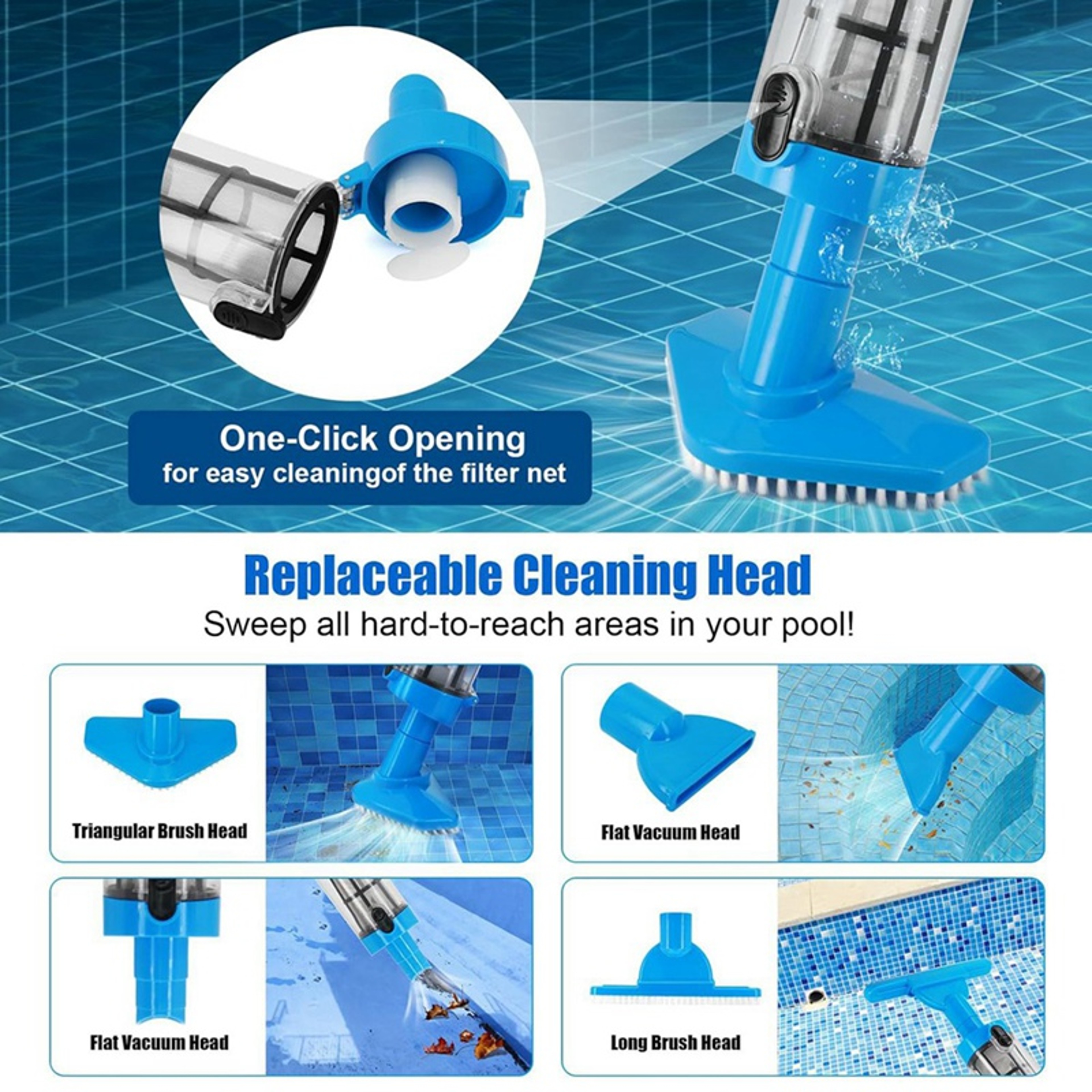 Cordless Pool Vacuum 3 In 1 Handheld Pool Cleaner For Spas Hot Tubs  Small Pools 1