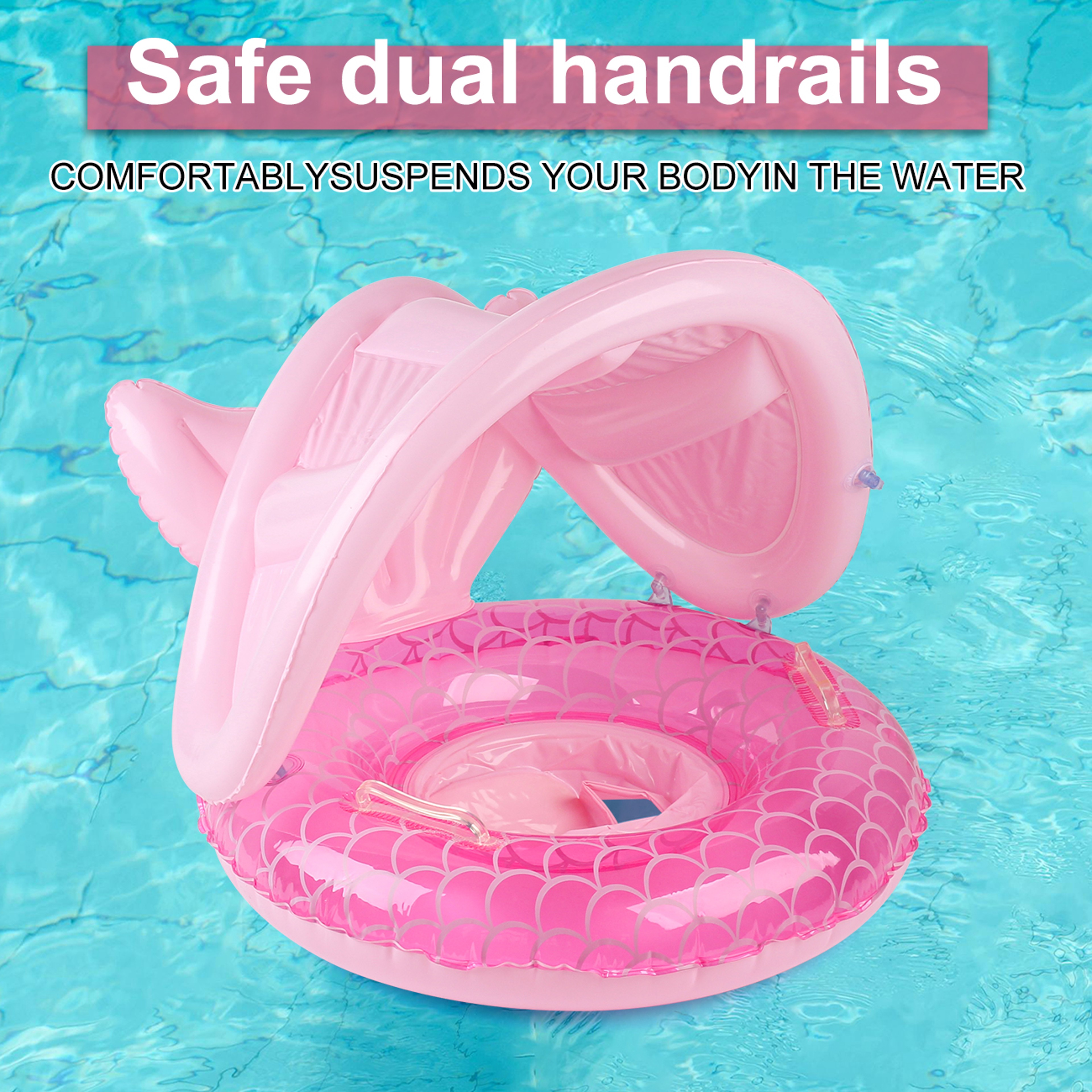 SunnyShield Baby Pool Float With Canopy  Safety Seat For Pool And Beach 1