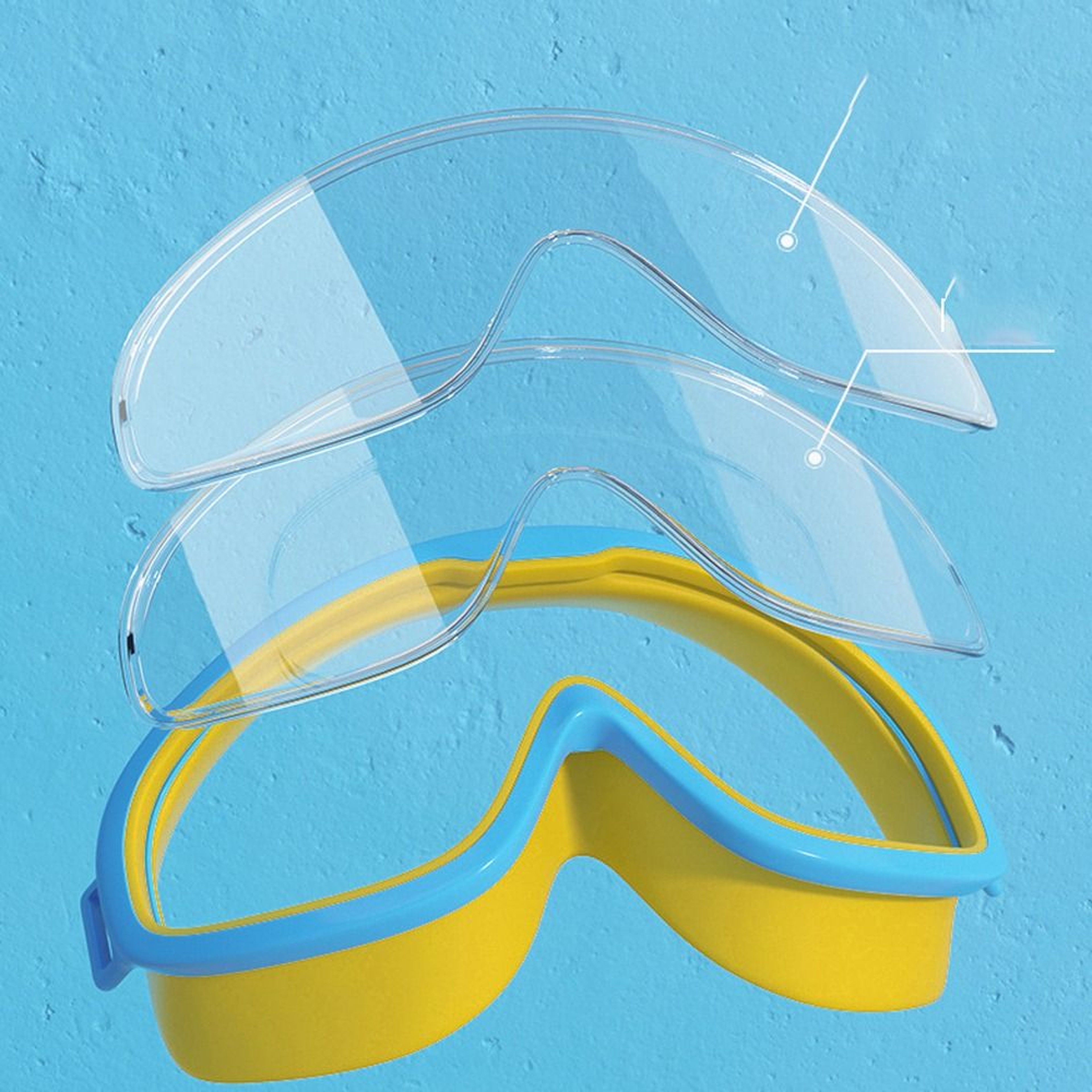 Wide View Swimming Goggles with Snap Strap Anti Fog Waterproof Swim Eyewear for Adults – view 4