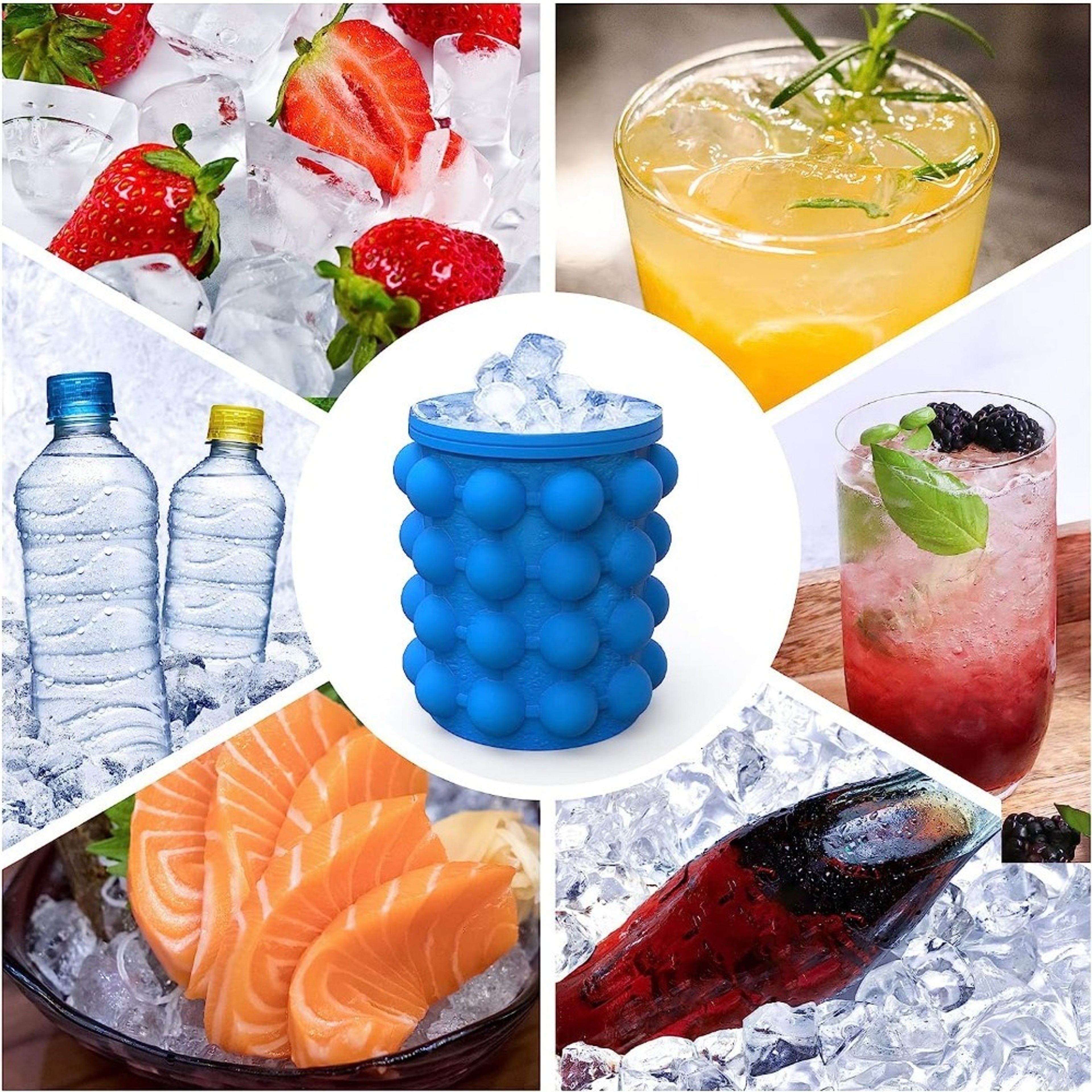 2 In 1 Silicone Ice Cube Tray  Ice Bucket For Whiskey Cocktails And Chilled Drinks 4