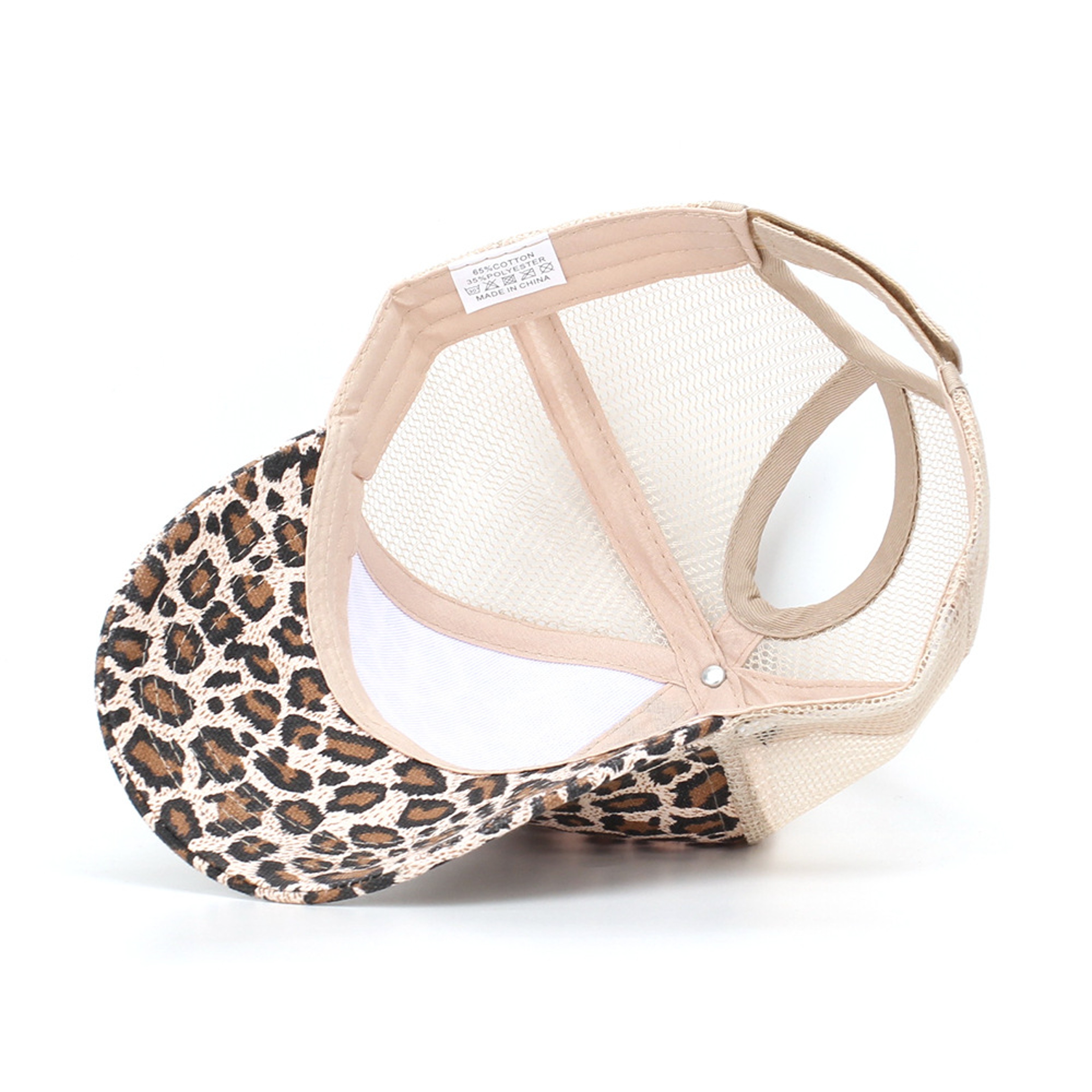 Leopard Print High Ponytail Baseball Cap With Mesh Back And UV Sun Protection 2