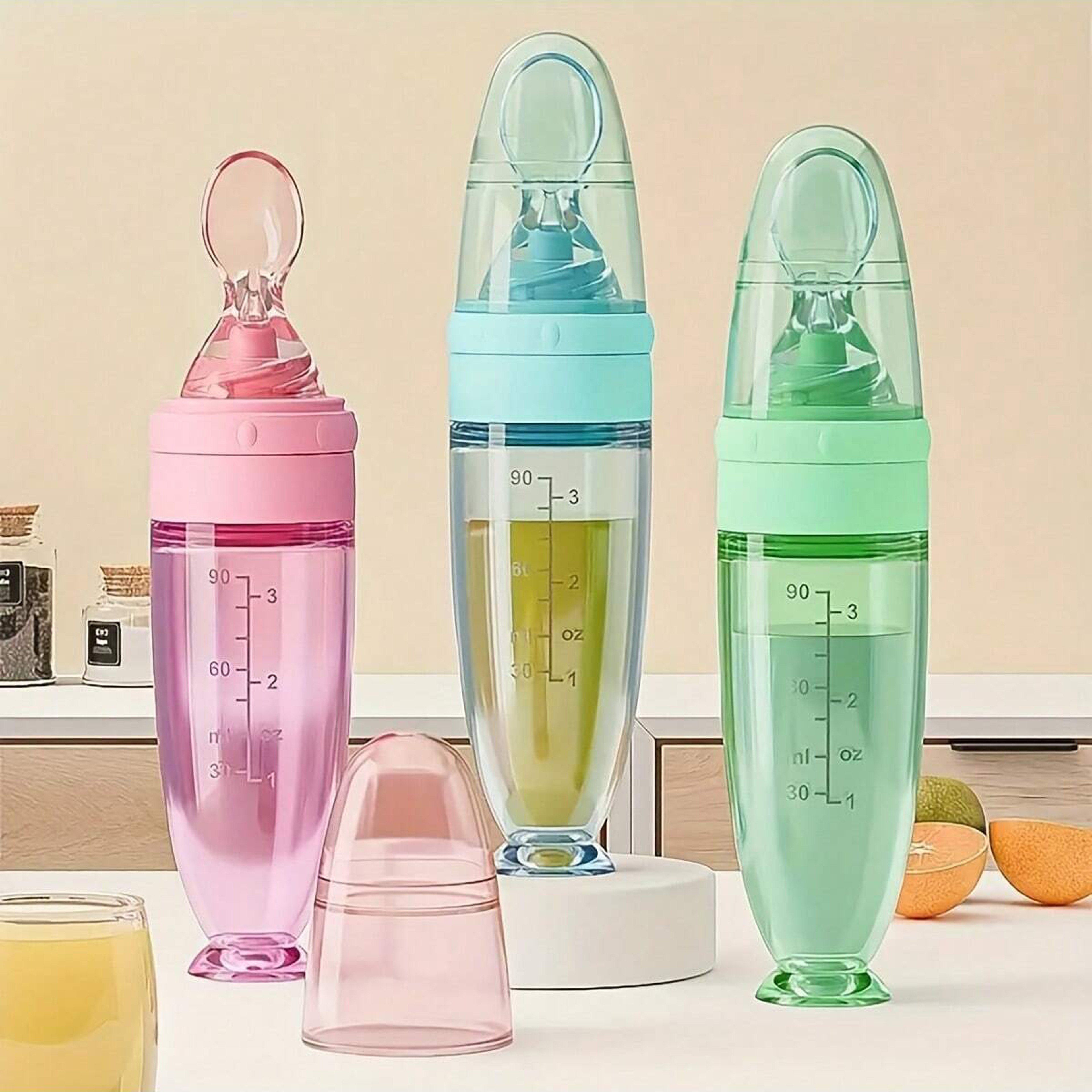 Portable Silicone Baby Food Feeder Spoon Bottle With Dust Cap 0