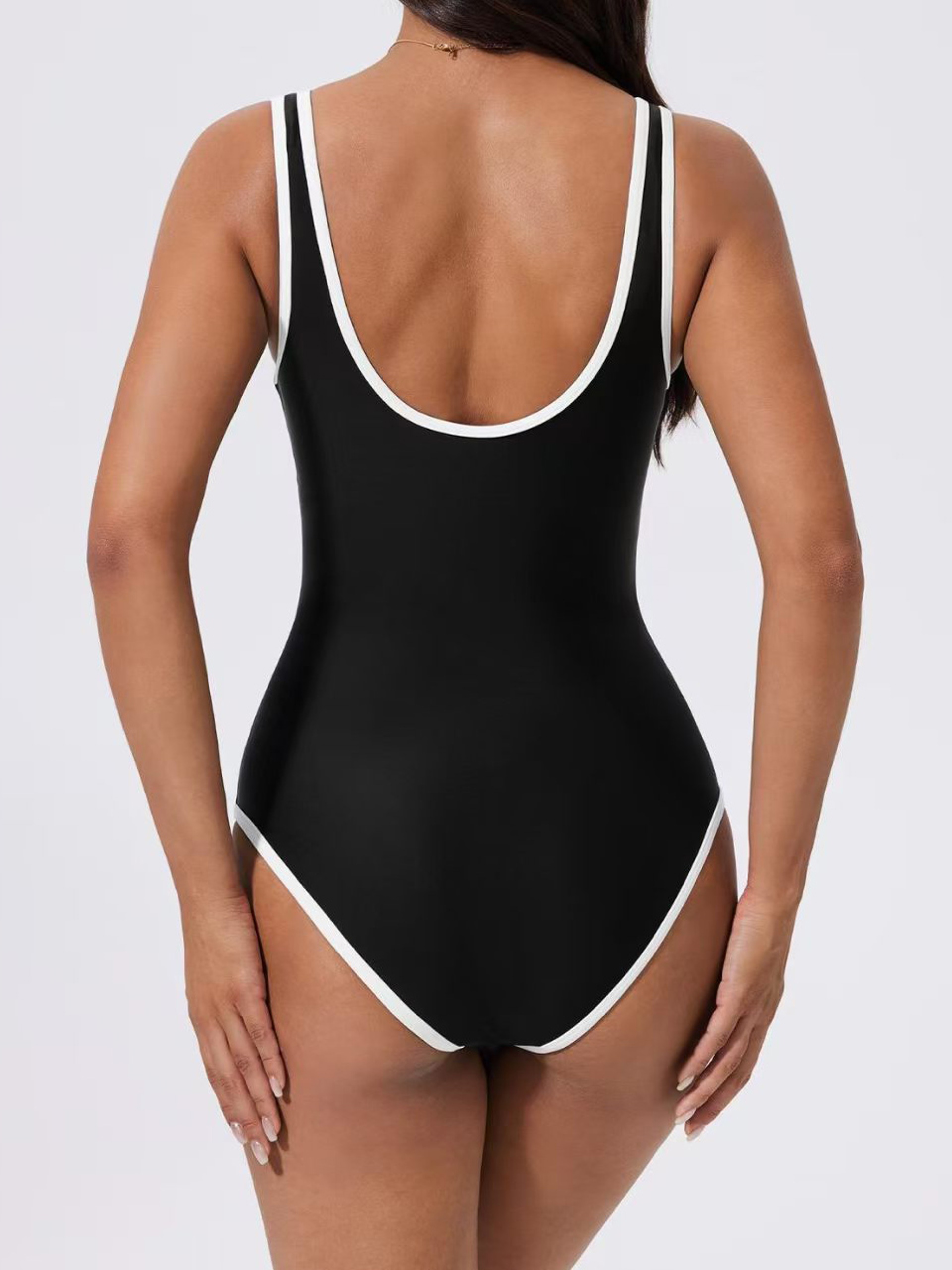 Elegant One Piece Swimsuit With V Wire Detail And Padded Support For Women 1