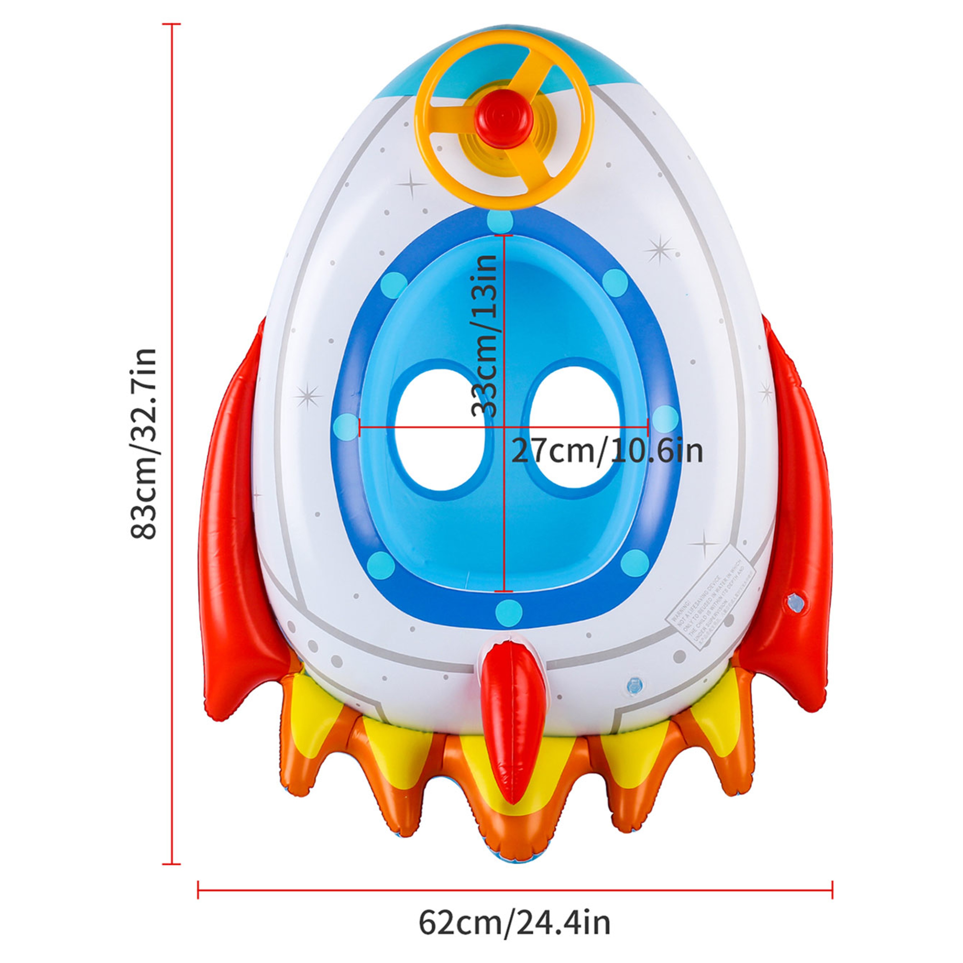 Rocket Ride Inflatable Pool Float With Steering Wheel For Kids Summer Pool  Beach Fun 4