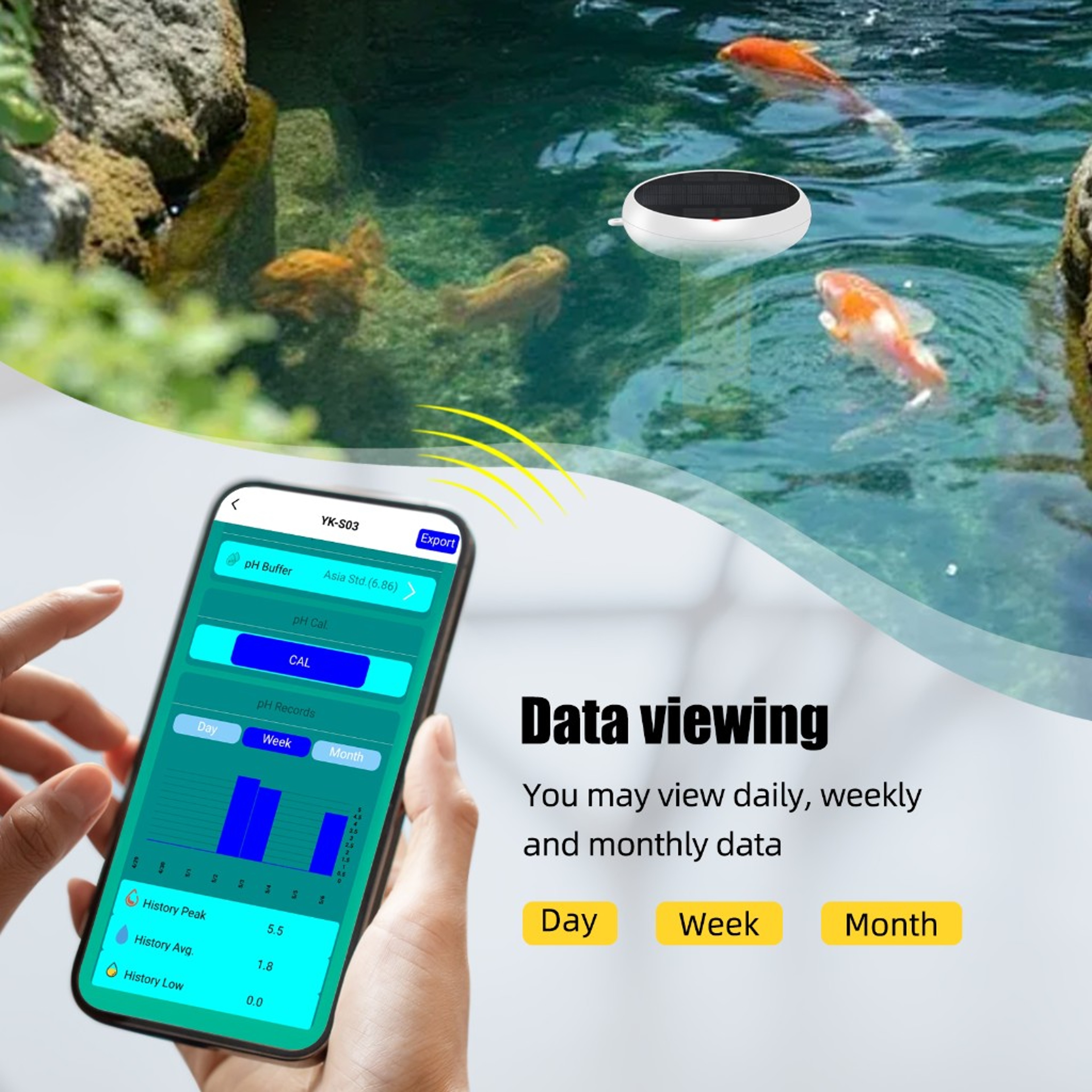 Smart Pool Water Tester 7 In 1 Solar WiFi Zigbee Water Quality Monitor For Swimming Pools 2