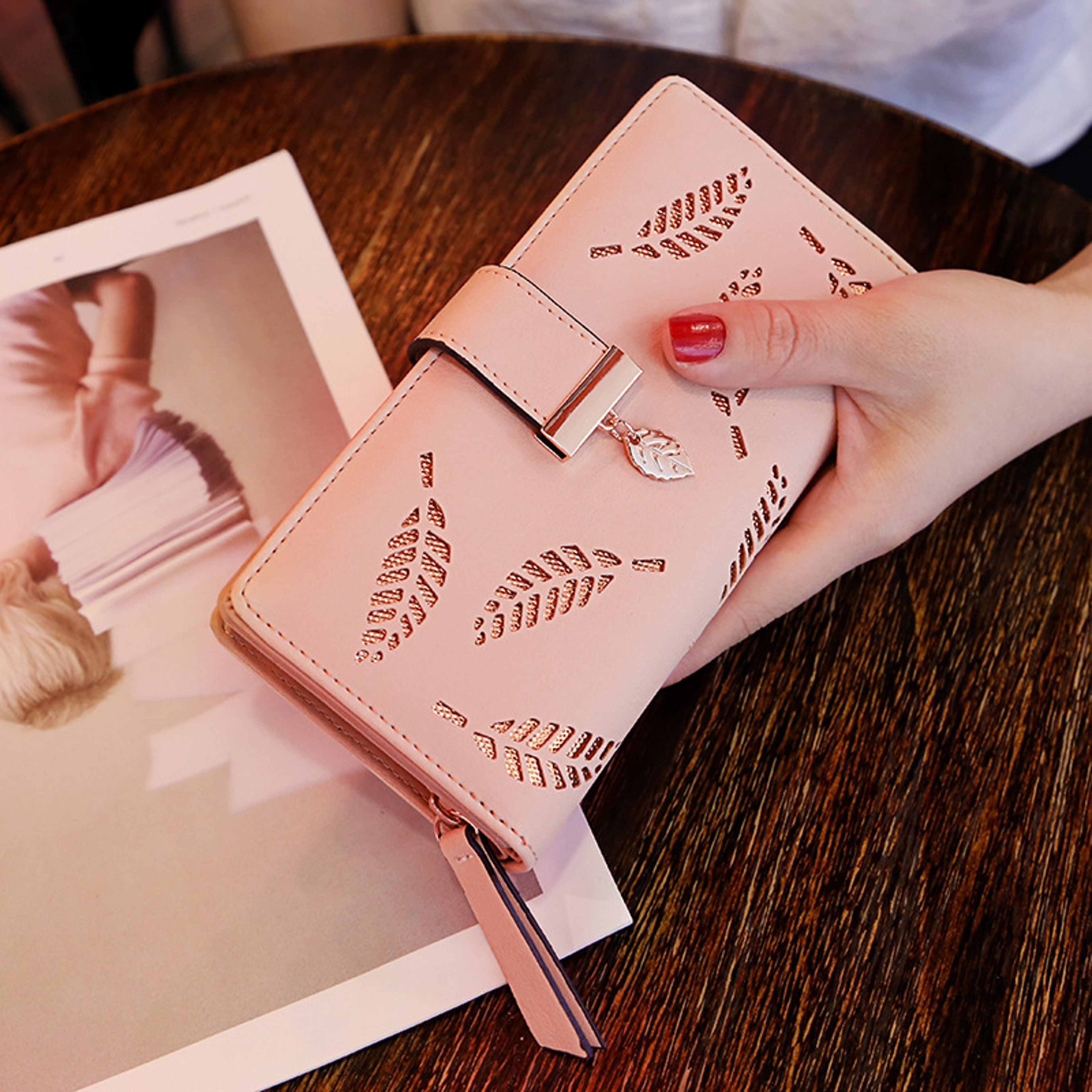 Elegant Womens Long Wallet PU Leather Ladies Clutch With Card Holder  Coin Purse 4