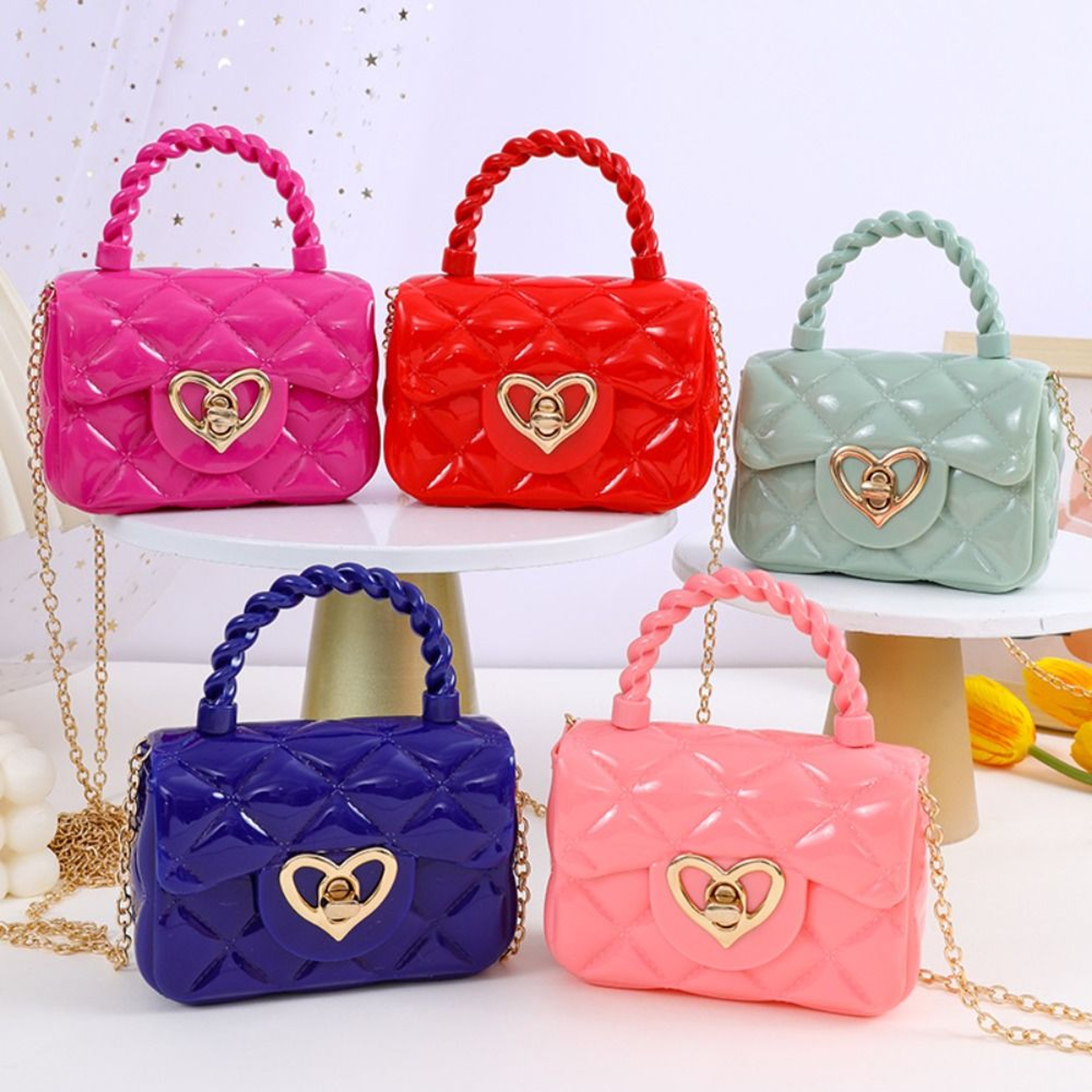 Heart Charm Mini Shoulder Bag for Women Cute PU Leather Purse Crossbody Satchel – view 5