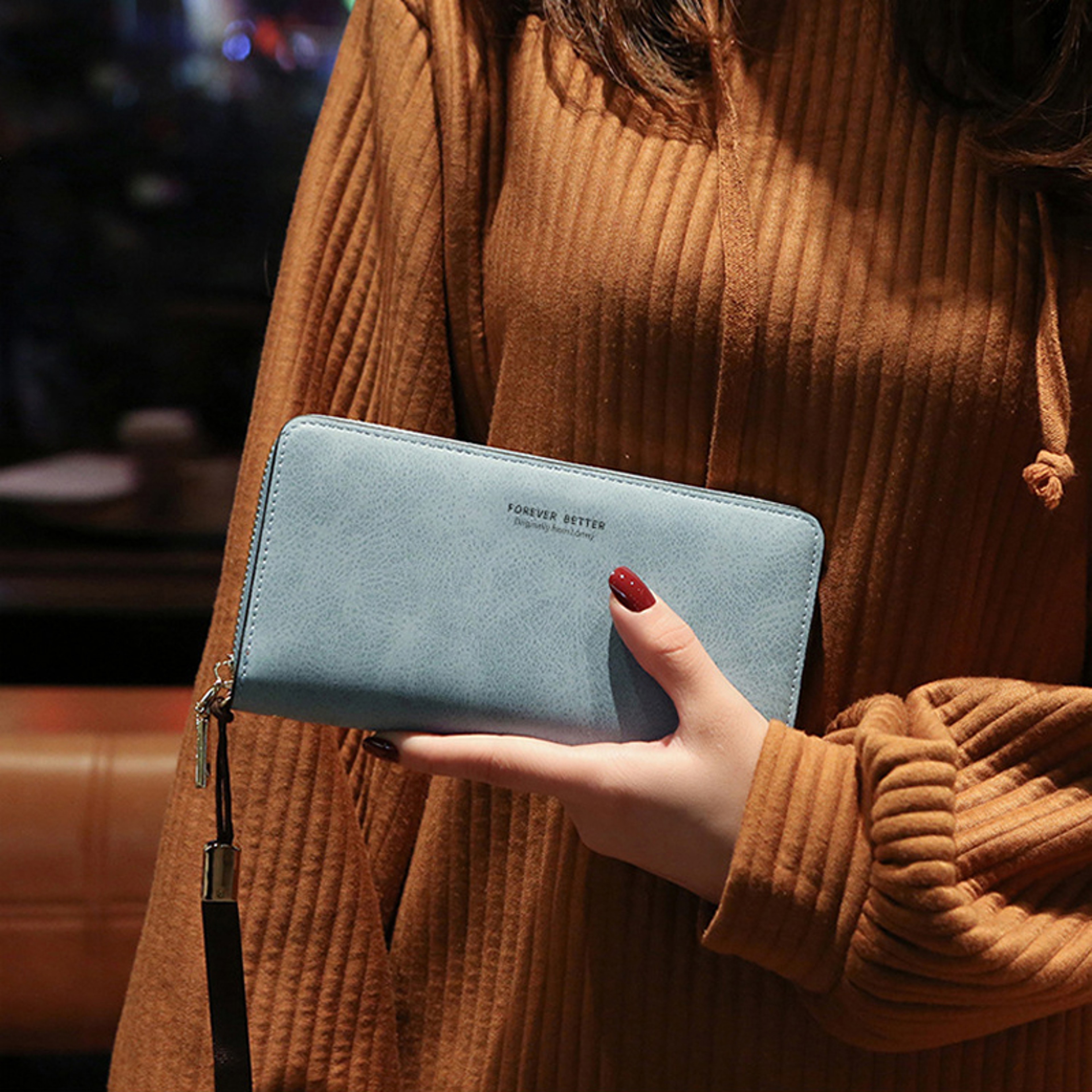 Long Leather Women Wallet Clutch With Zipper Phone Holder And Card Organizer 1