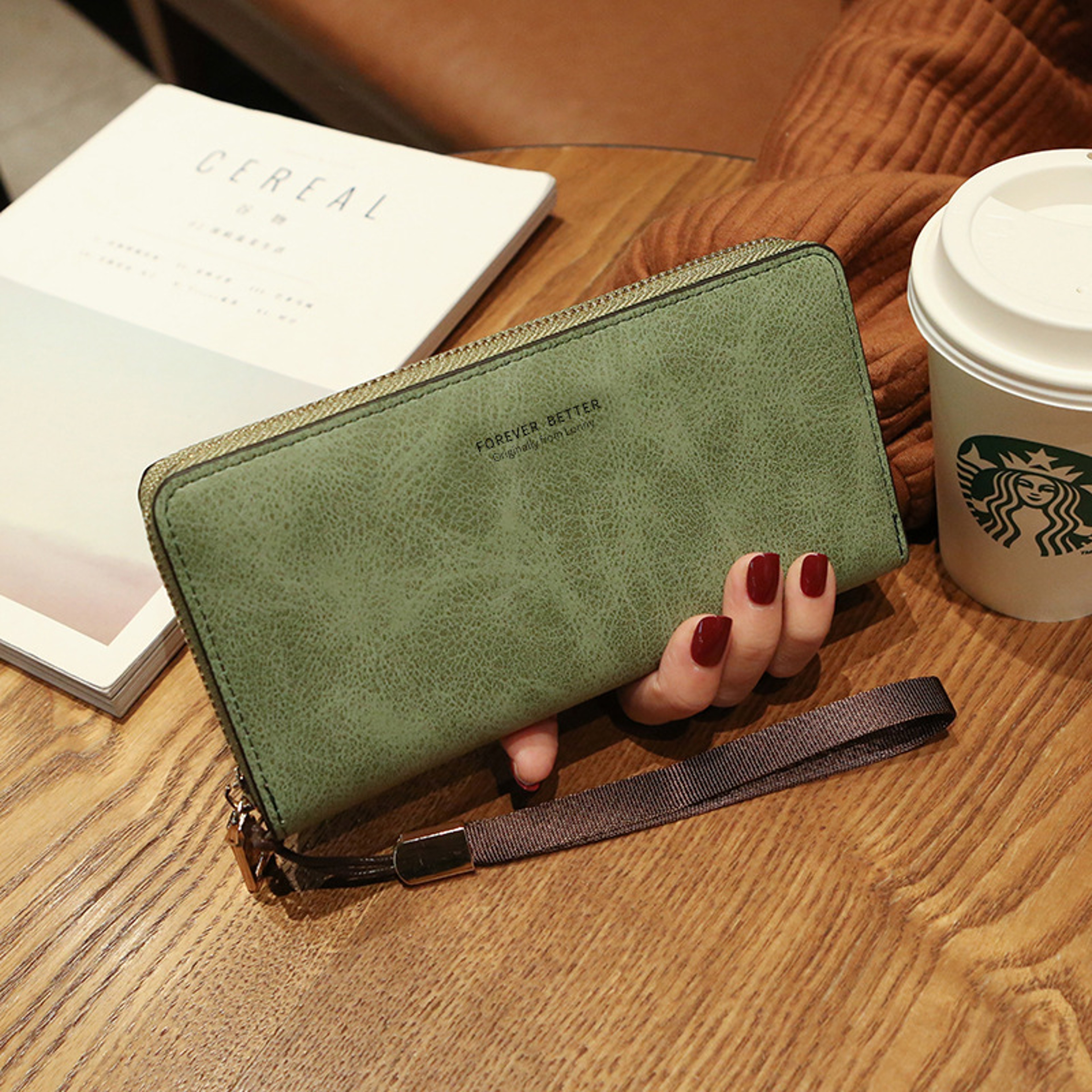 Long Leather Women Wallet Clutch With Zipper Phone Holder And Card Organizer 3