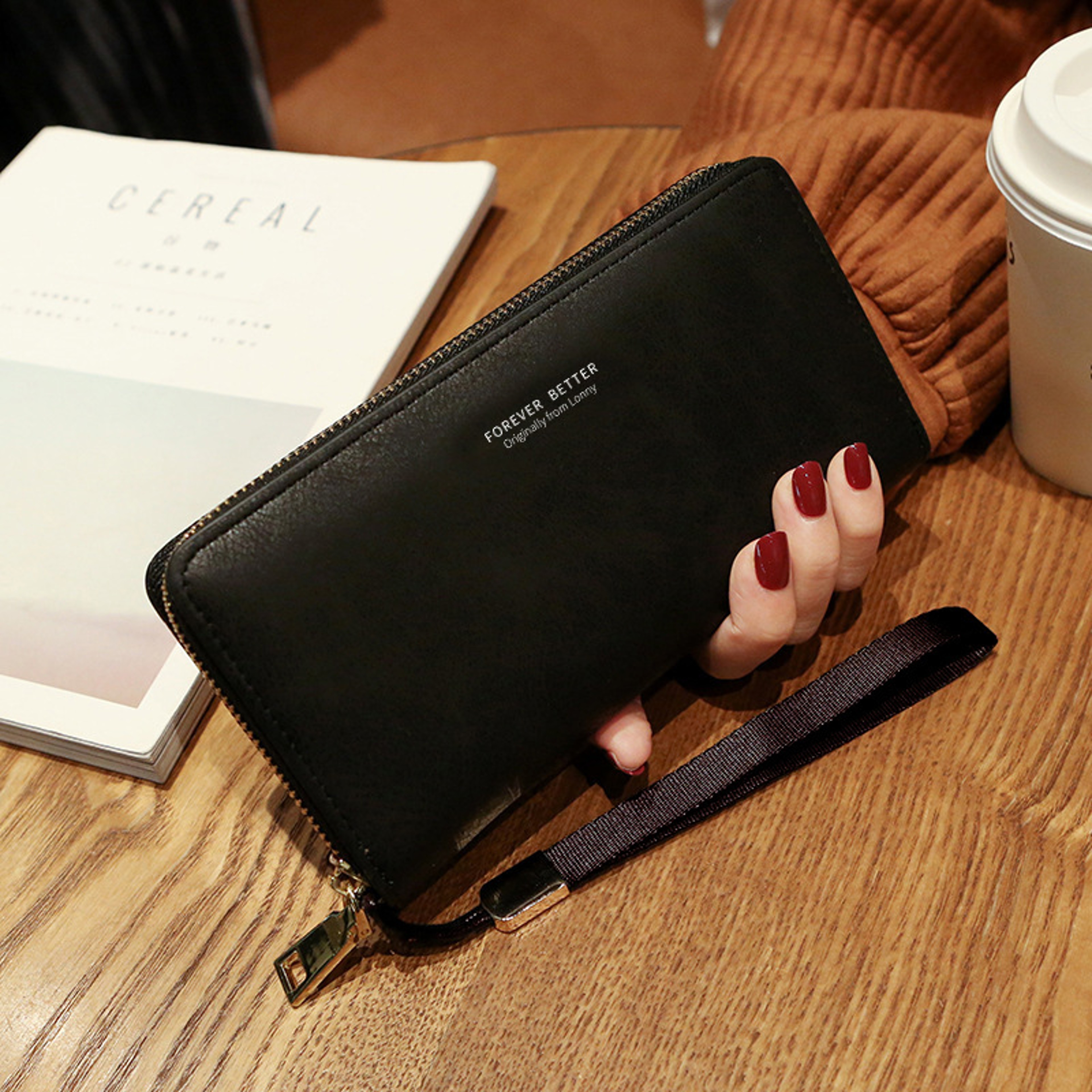 Long Leather Women Wallet Clutch With Zipper Phone Holder And Card Organizer 8
