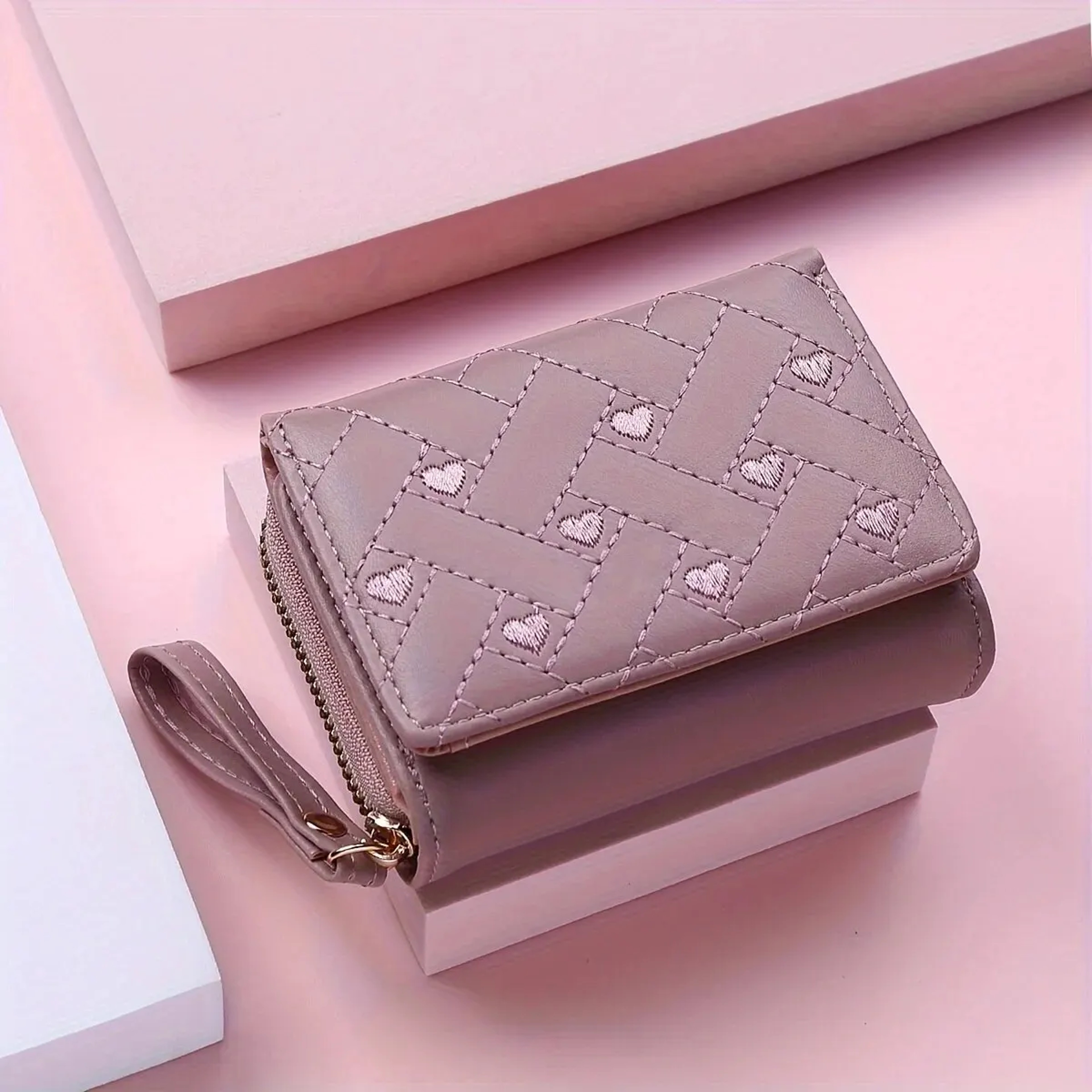 Embroidered Love Zipper Wallet For Women Large Capacity Card Holder 6