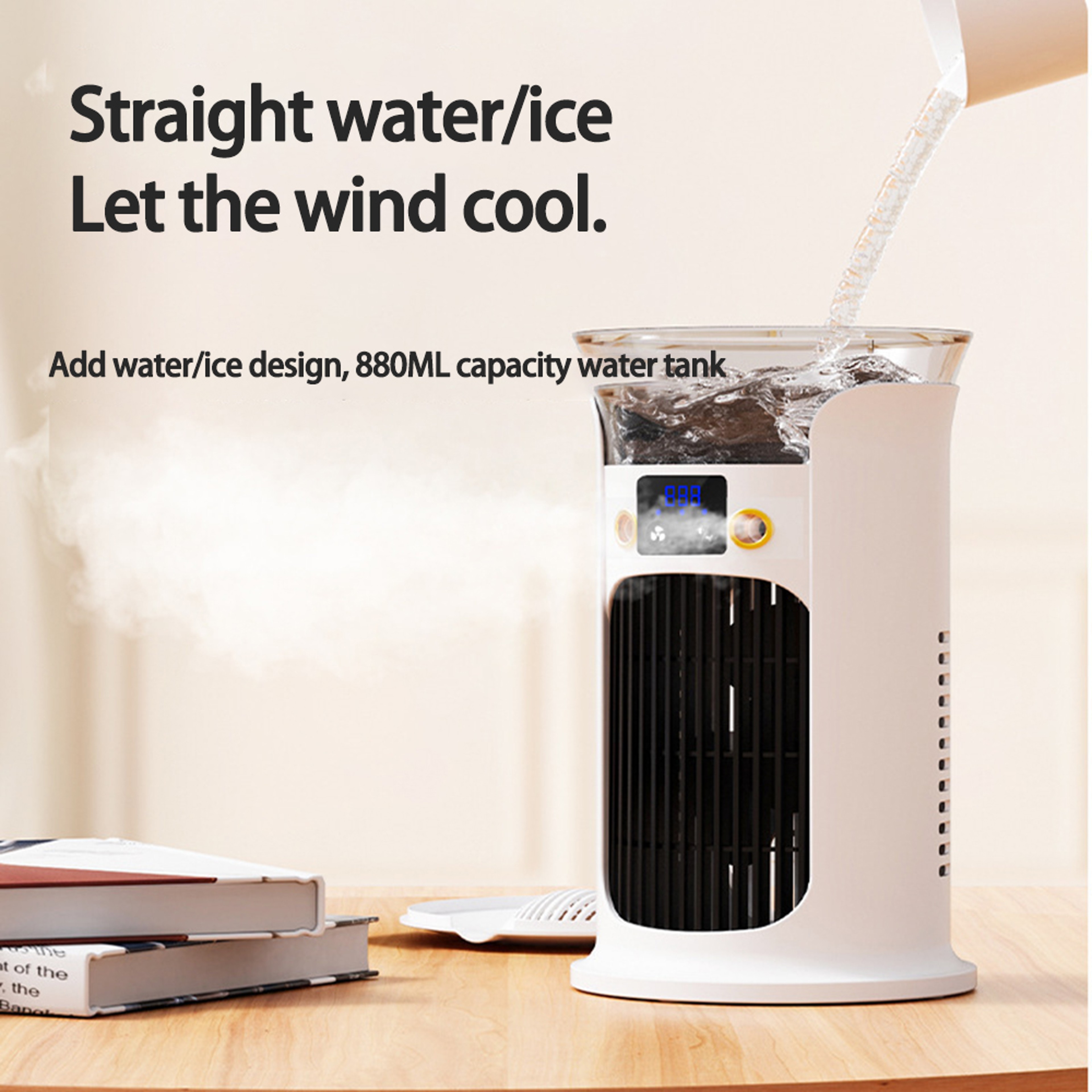 Portable USB Mini Air Conditioner Fan with Water Mist Humidifier and Night Light – view 3