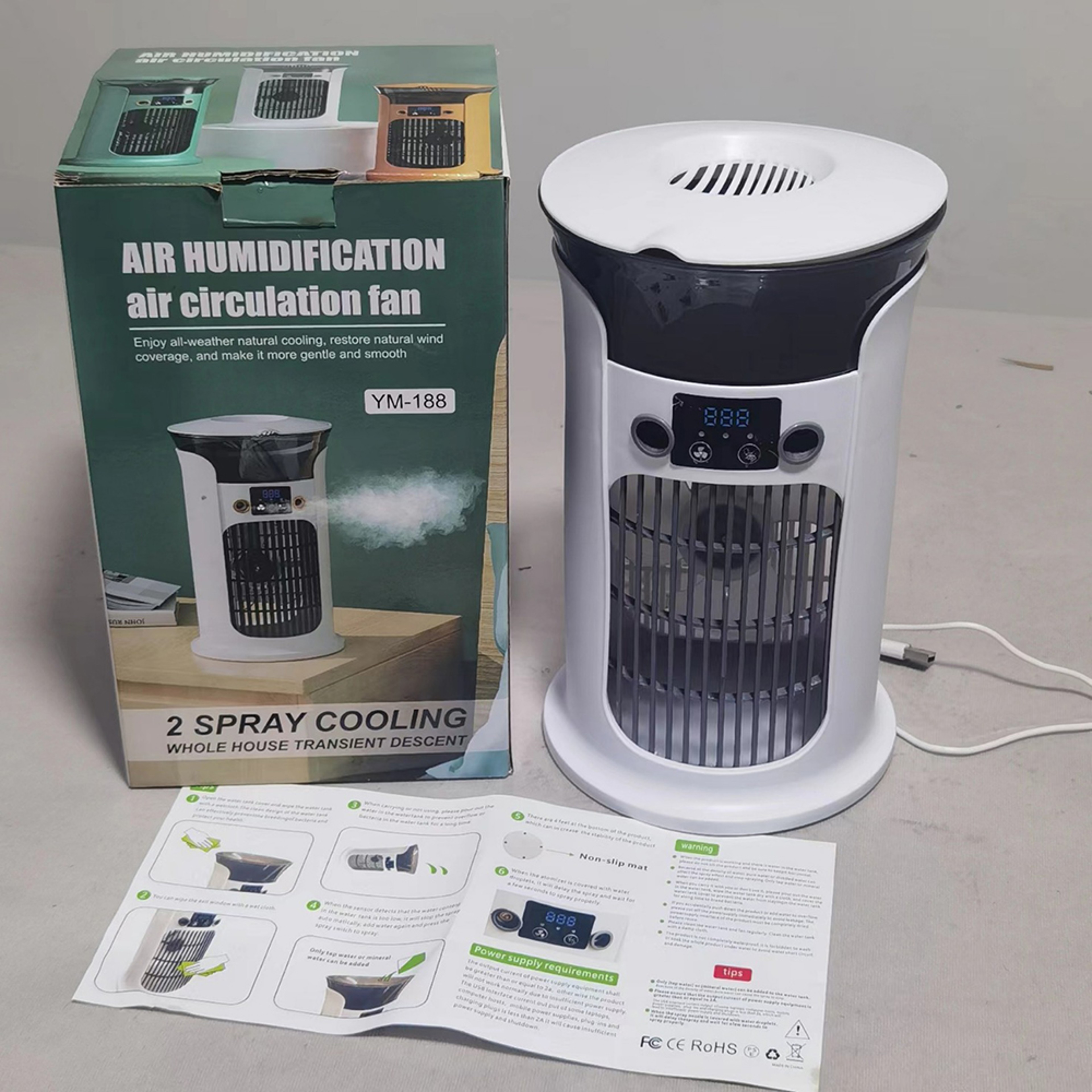 Portable USB Mini Air Conditioner Fan with Water Mist Humidifier and Night Light – view 6