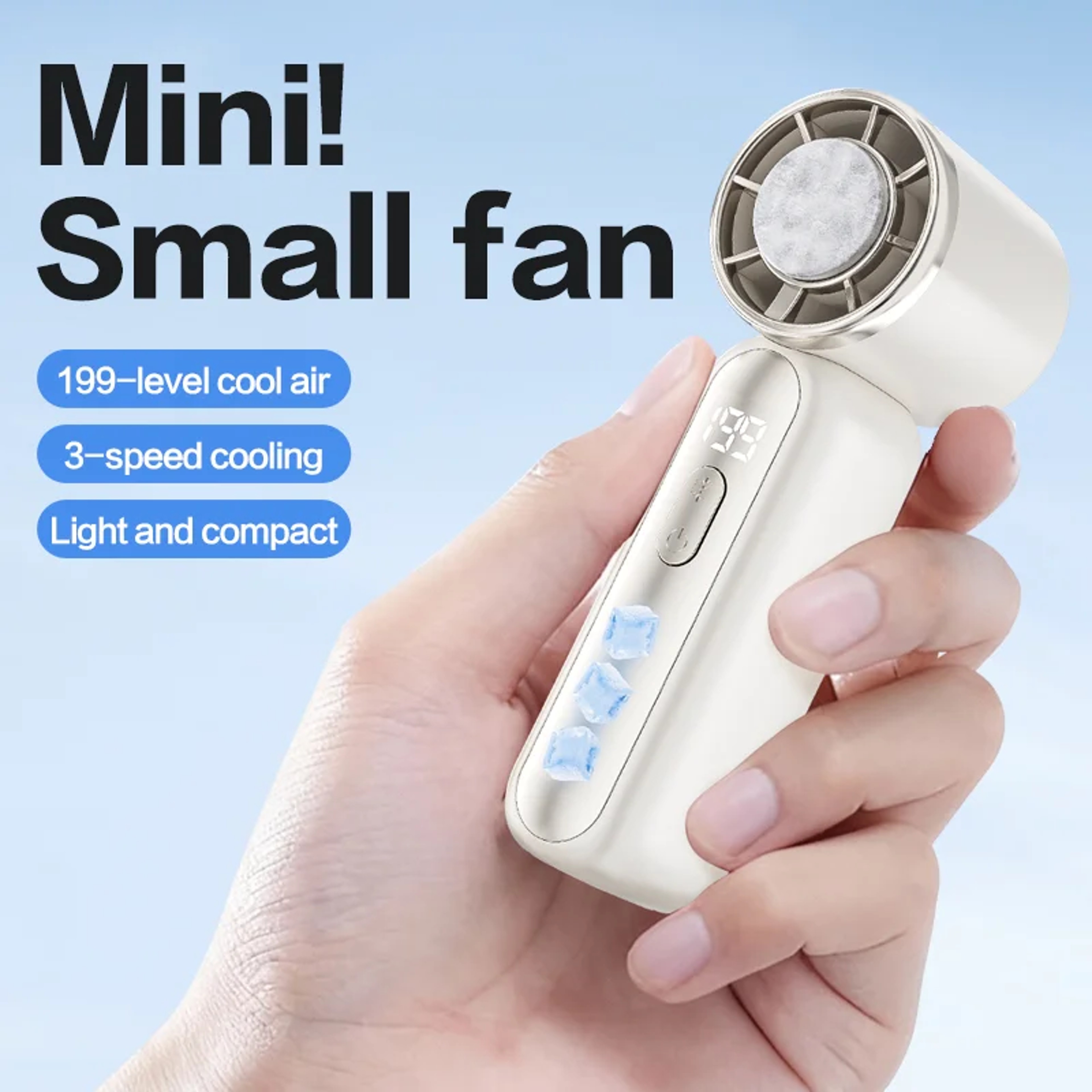 Portable Handheld Fan With ICE Cooling 199 Speed Rechargeable Mini Air Cooler 3