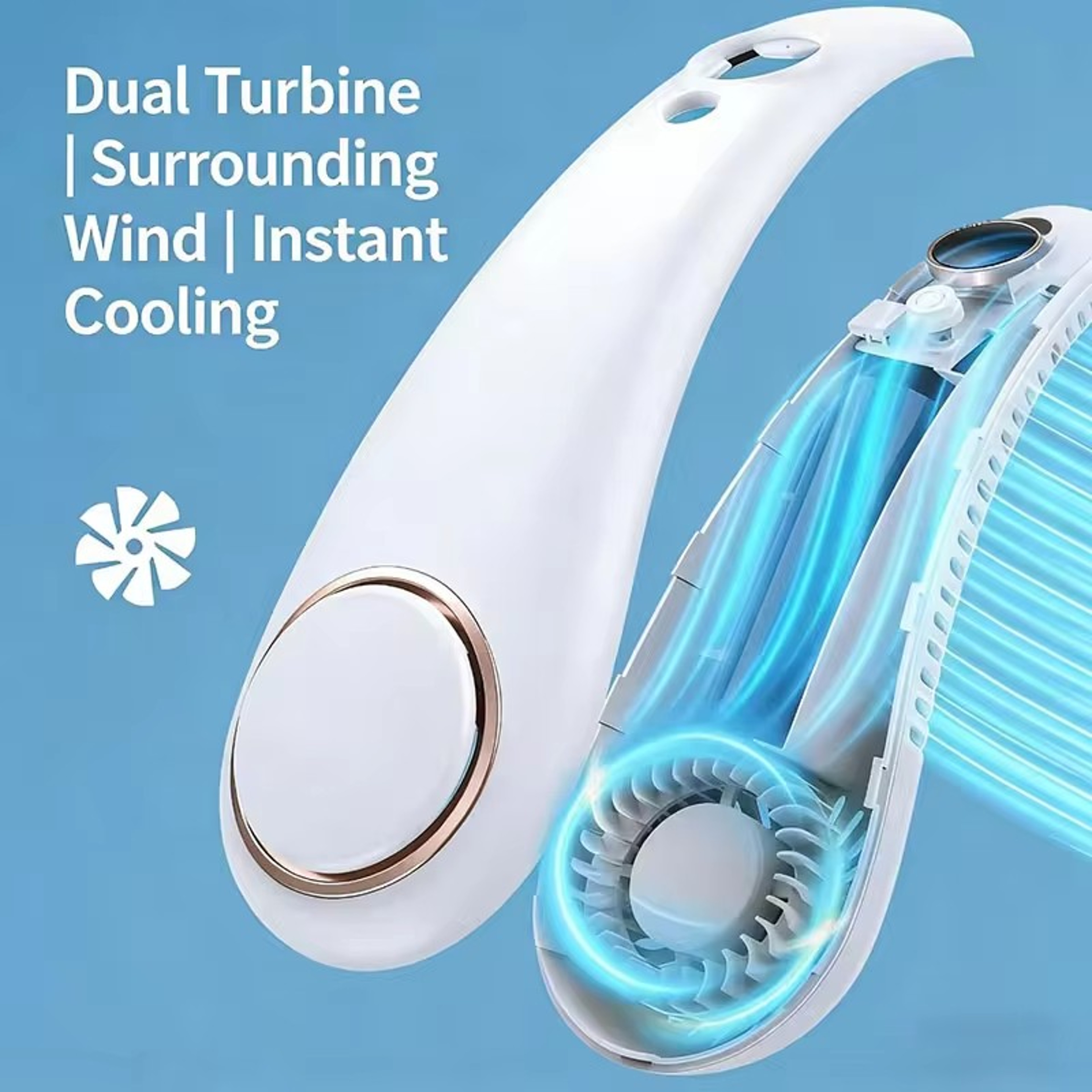 Portable Bladeless Neck Fan With LED Display Rechargeable Cooling Fan For Outdoor Comfort 5