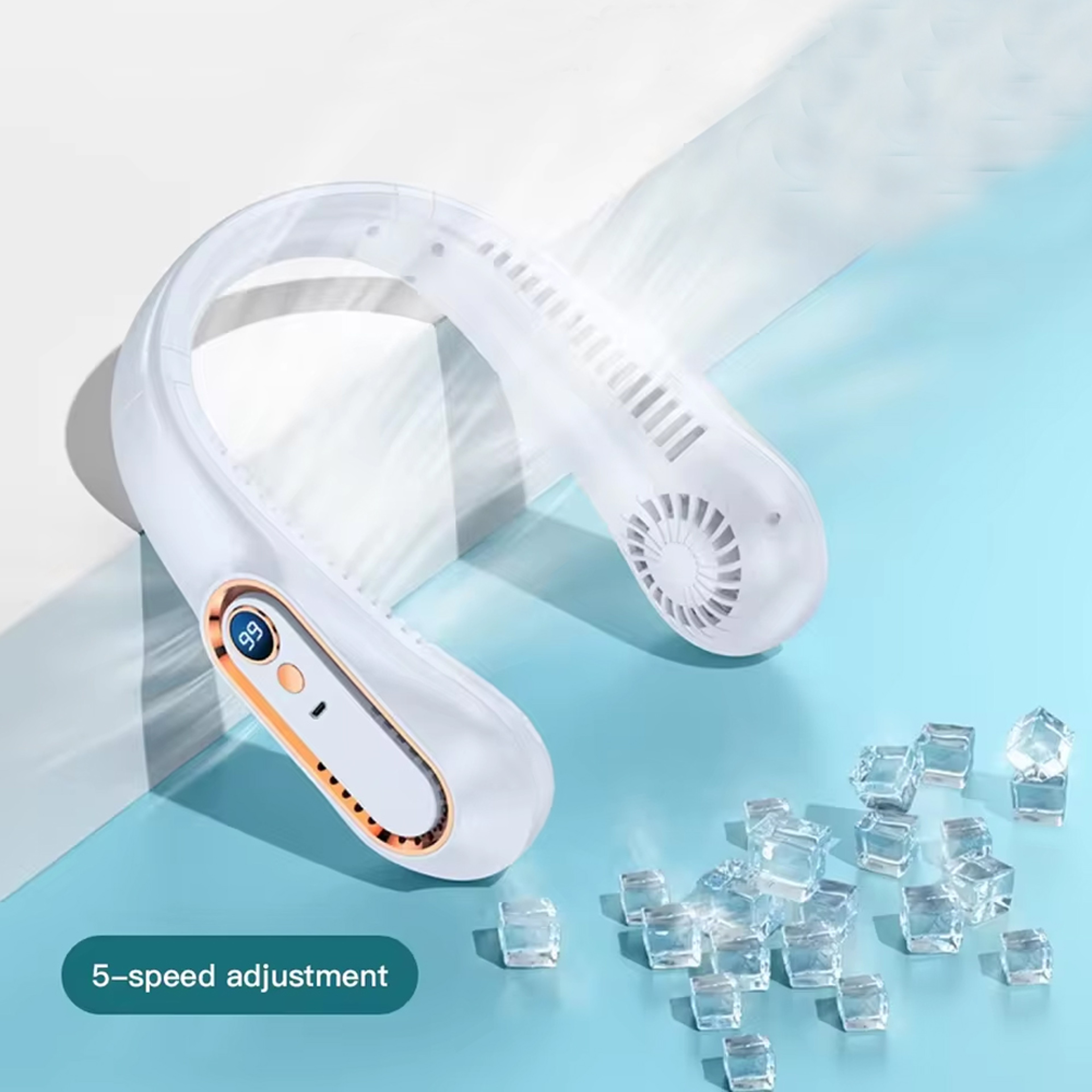 Portable Bladeless Neck Fan With Digital Display USB Rechargeable Personal Air Cooler 2