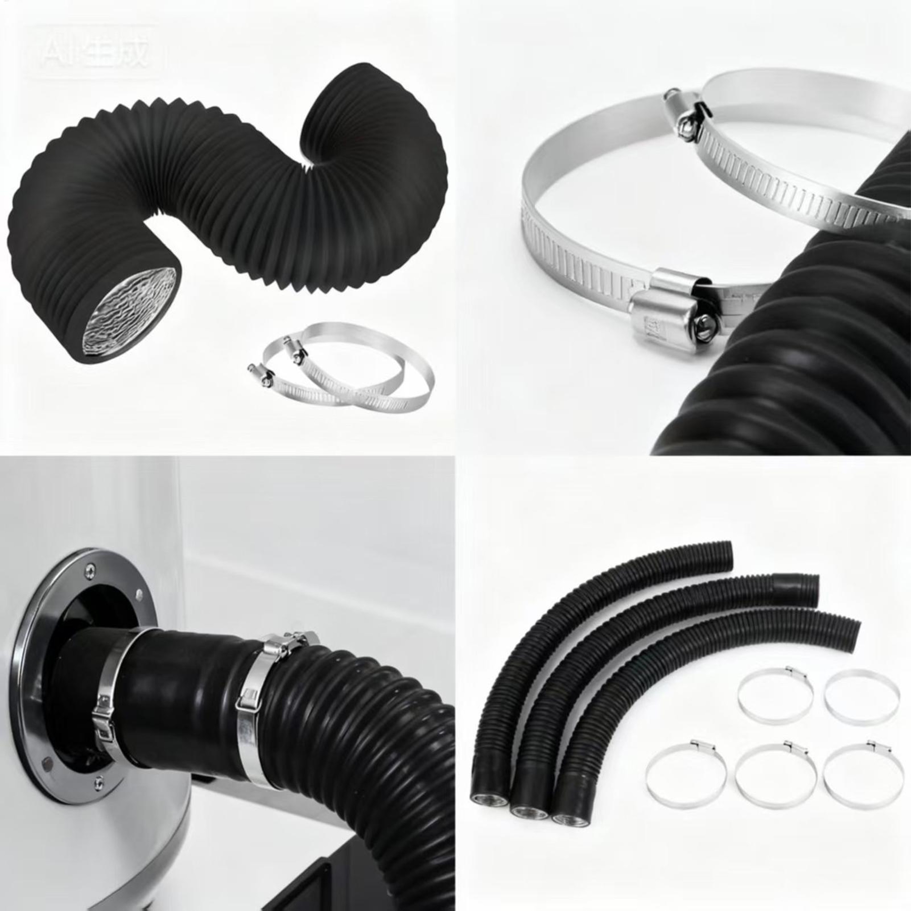 Flexible AC Vent Hose Aluminum Foil HVAC Duct Pipe With Clamps – view 6