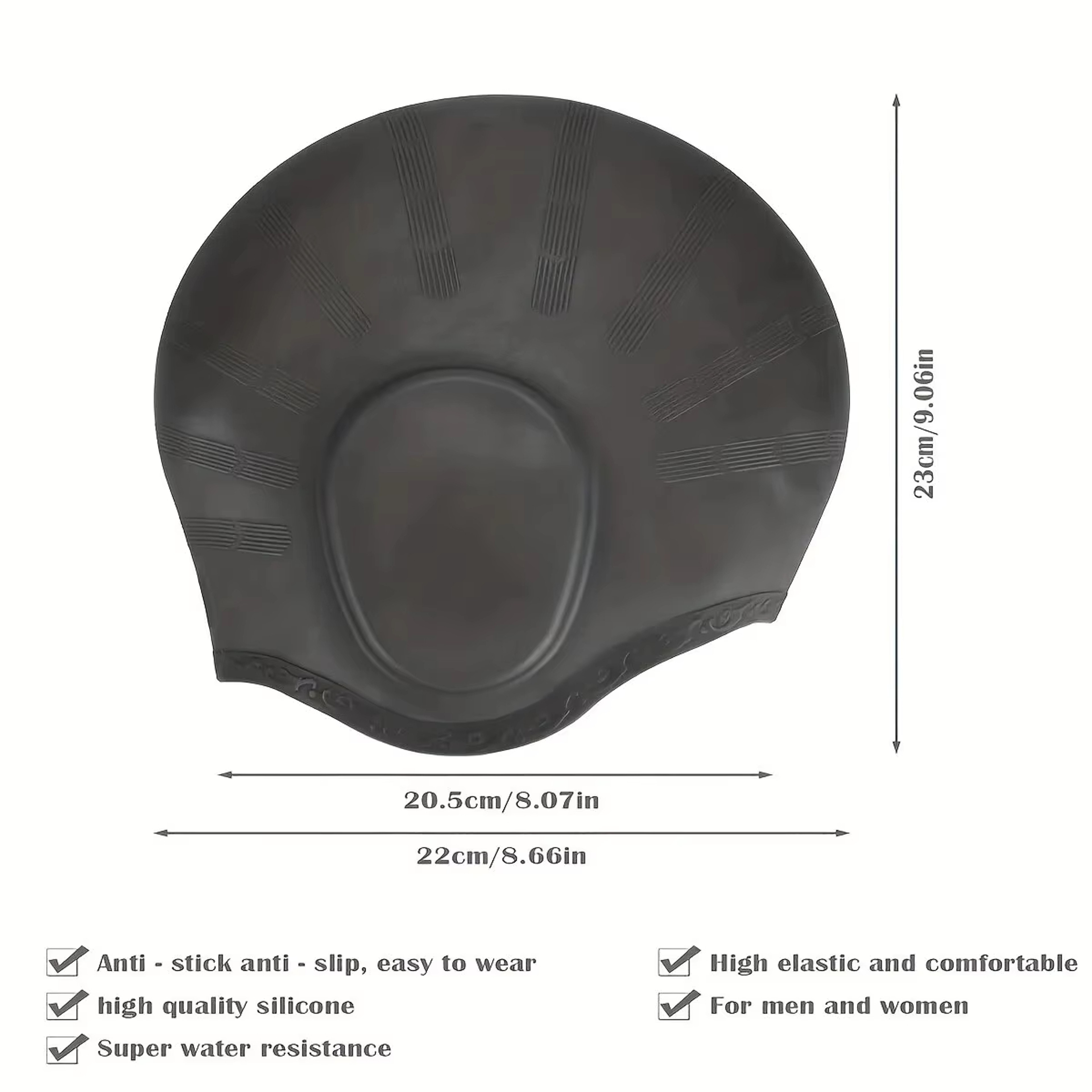 Silicone Swim Cap For Long Hair With Ear Pockets Waterproof Adult Swim Cap 3