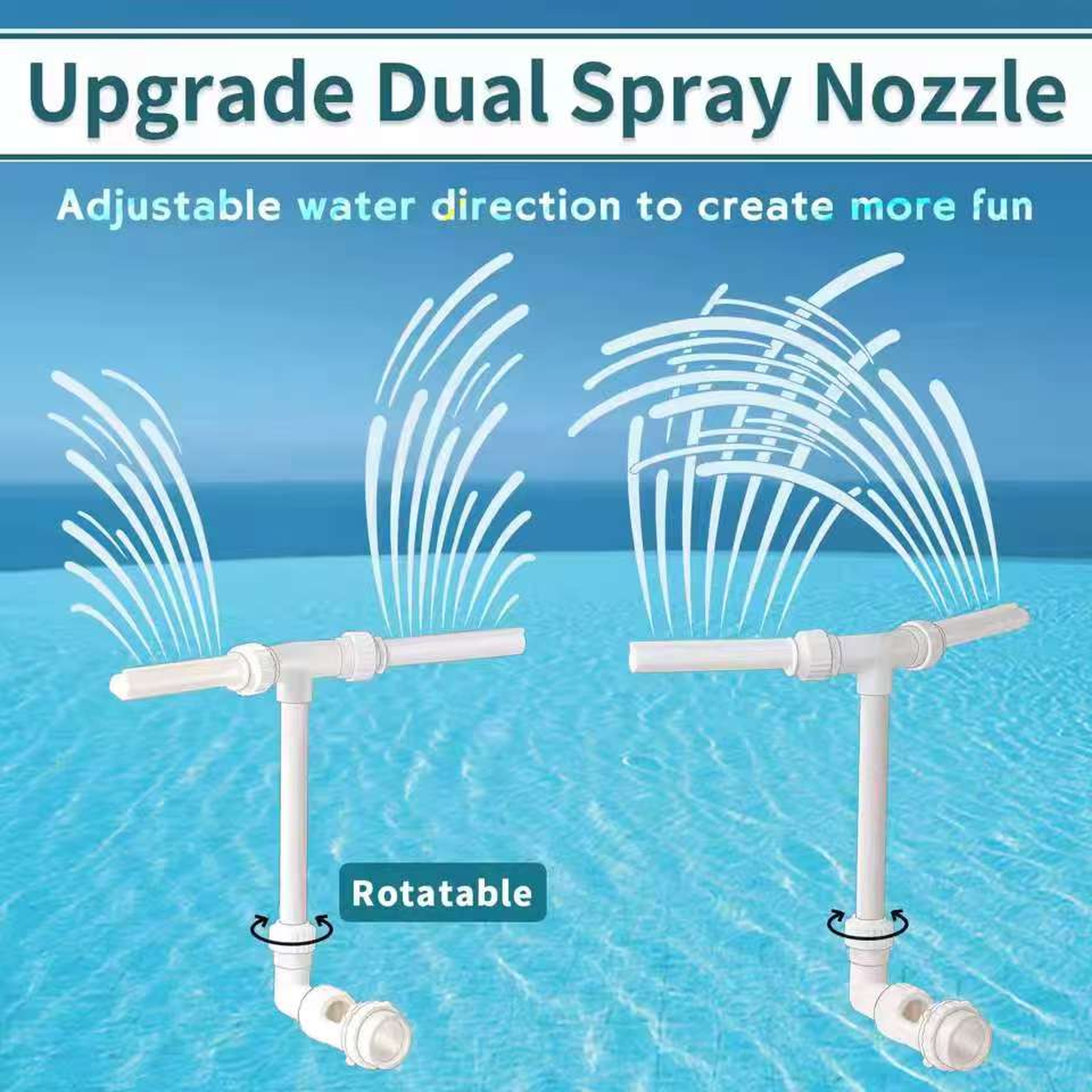 Dual Spray Pool Fountain Adjustable Pool Waterfall Sprinkler For Above Ground  Inground Pools 2