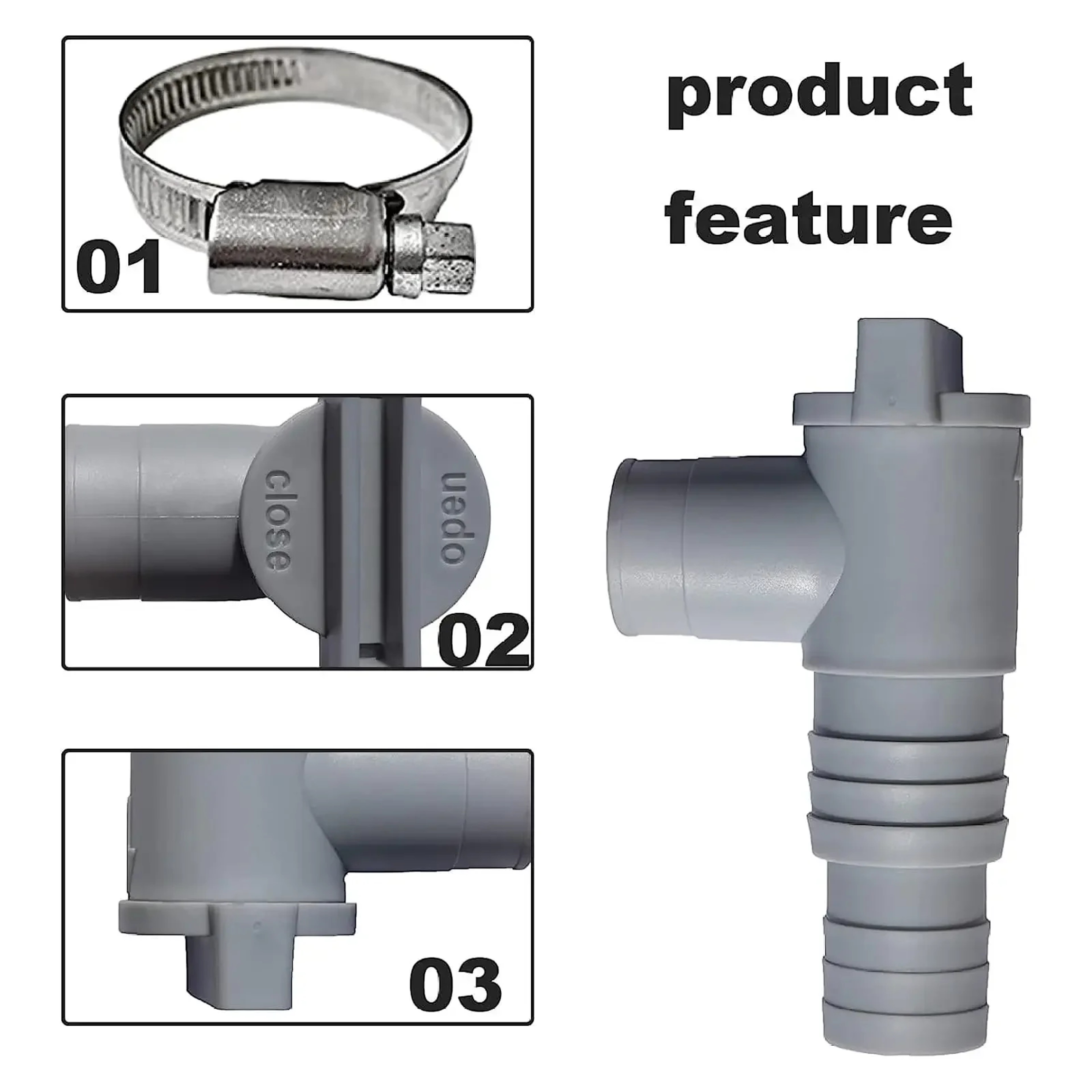 Pool Filter Pump Adapter with Leak Proof Plunger Valve for Above Ground Pools – view 3