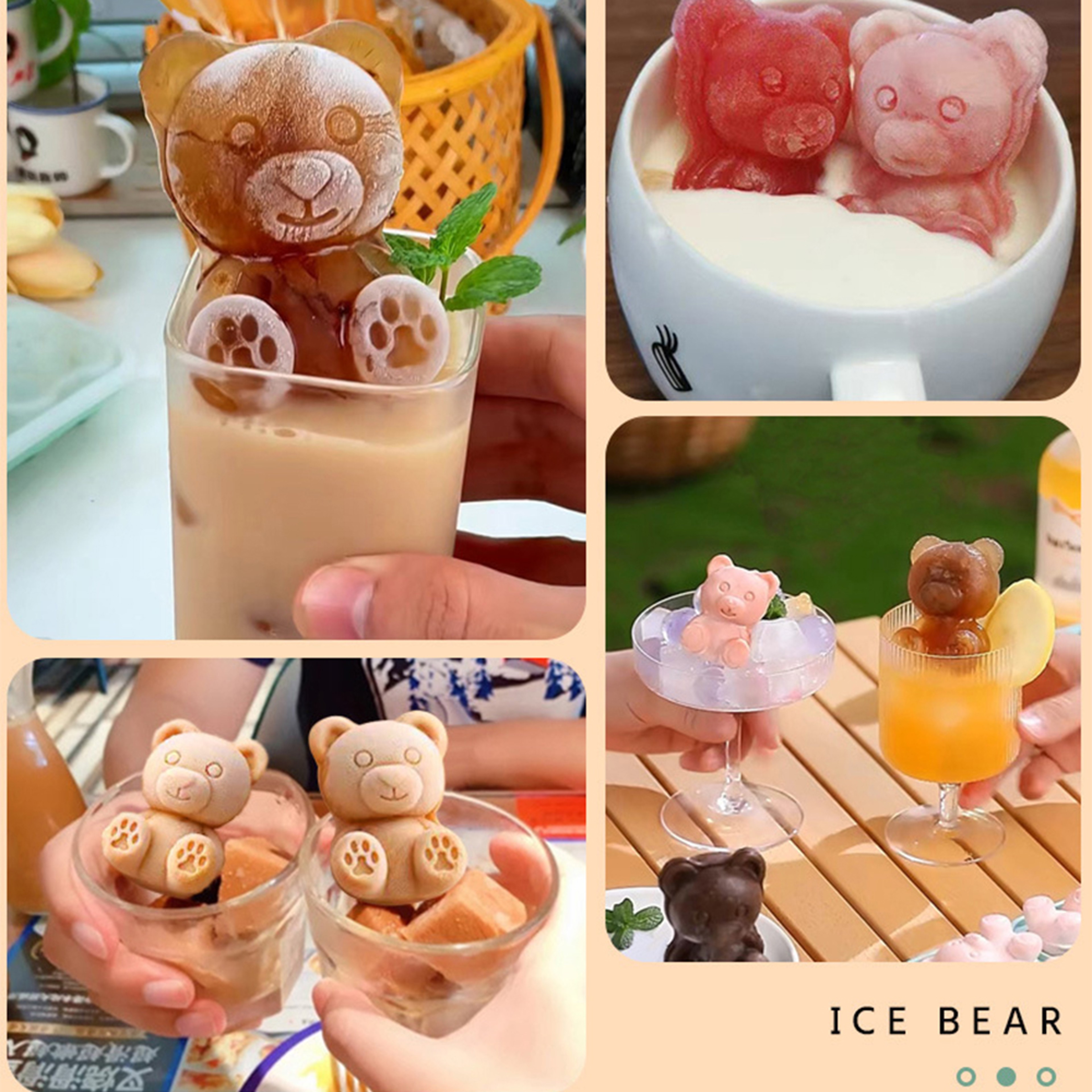 Cute Teddy Bear Ice Mold 6 Cavity Silicone Ice Cube Tray For Drinks Desserts  DIY Treats 4
