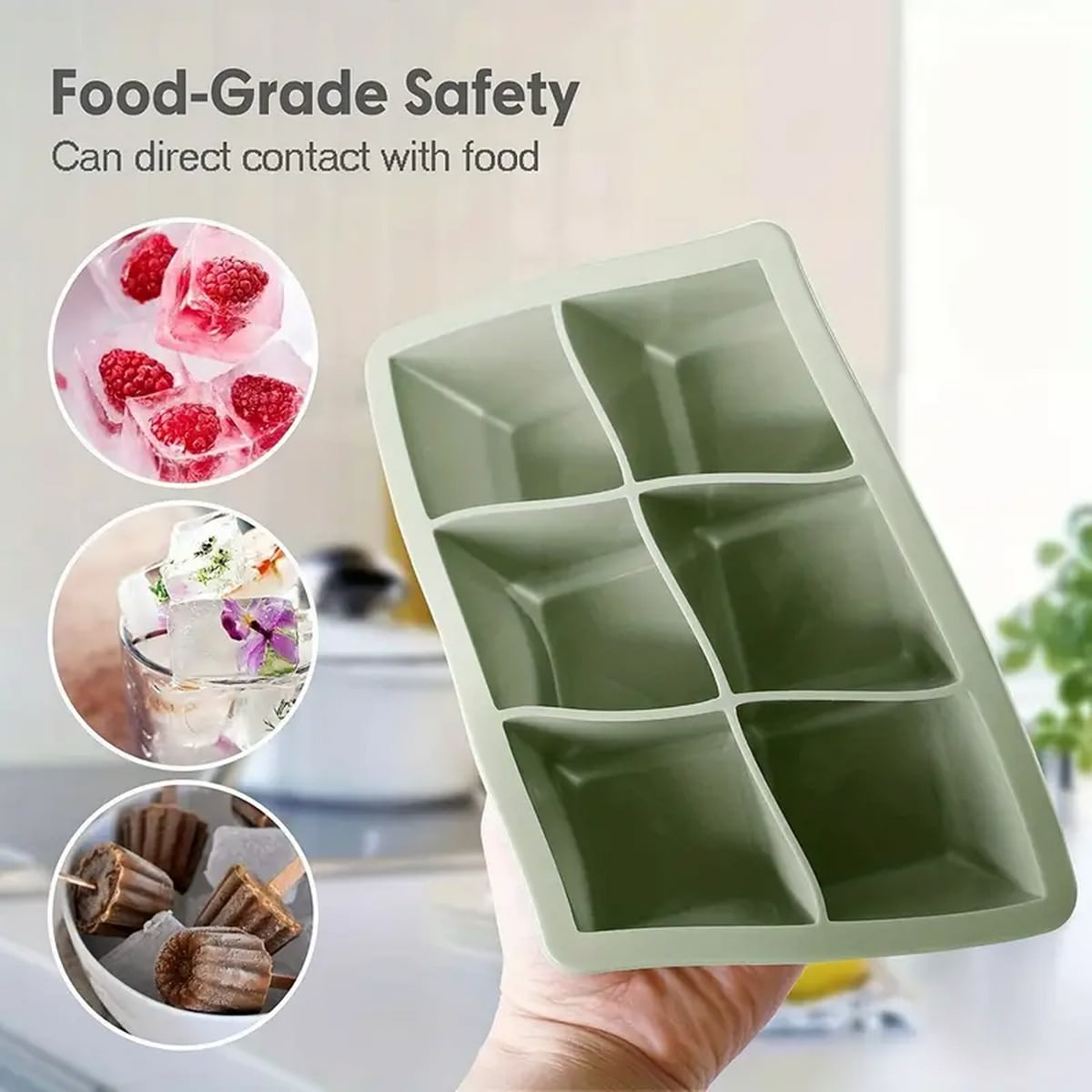 Premium Silicone Ice Cube Tray 6 Cavity Large Ice Cube Mold For Whiskey Cocktails  Chilled Drinks 2