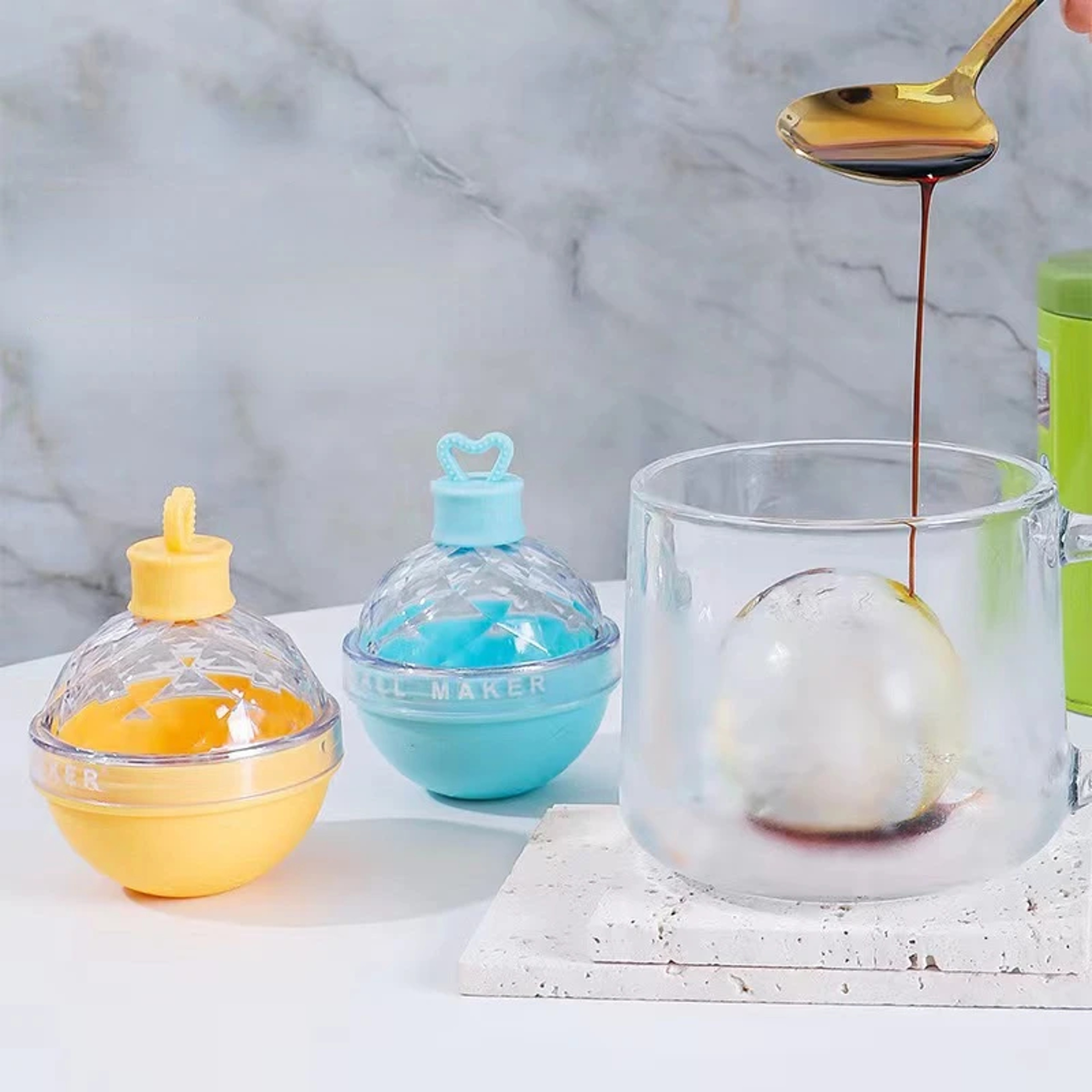 Premium Ice Sphere Mold Silicone Ice Ball Maker For Whiskey Cocktails And Chilled Drinks 3