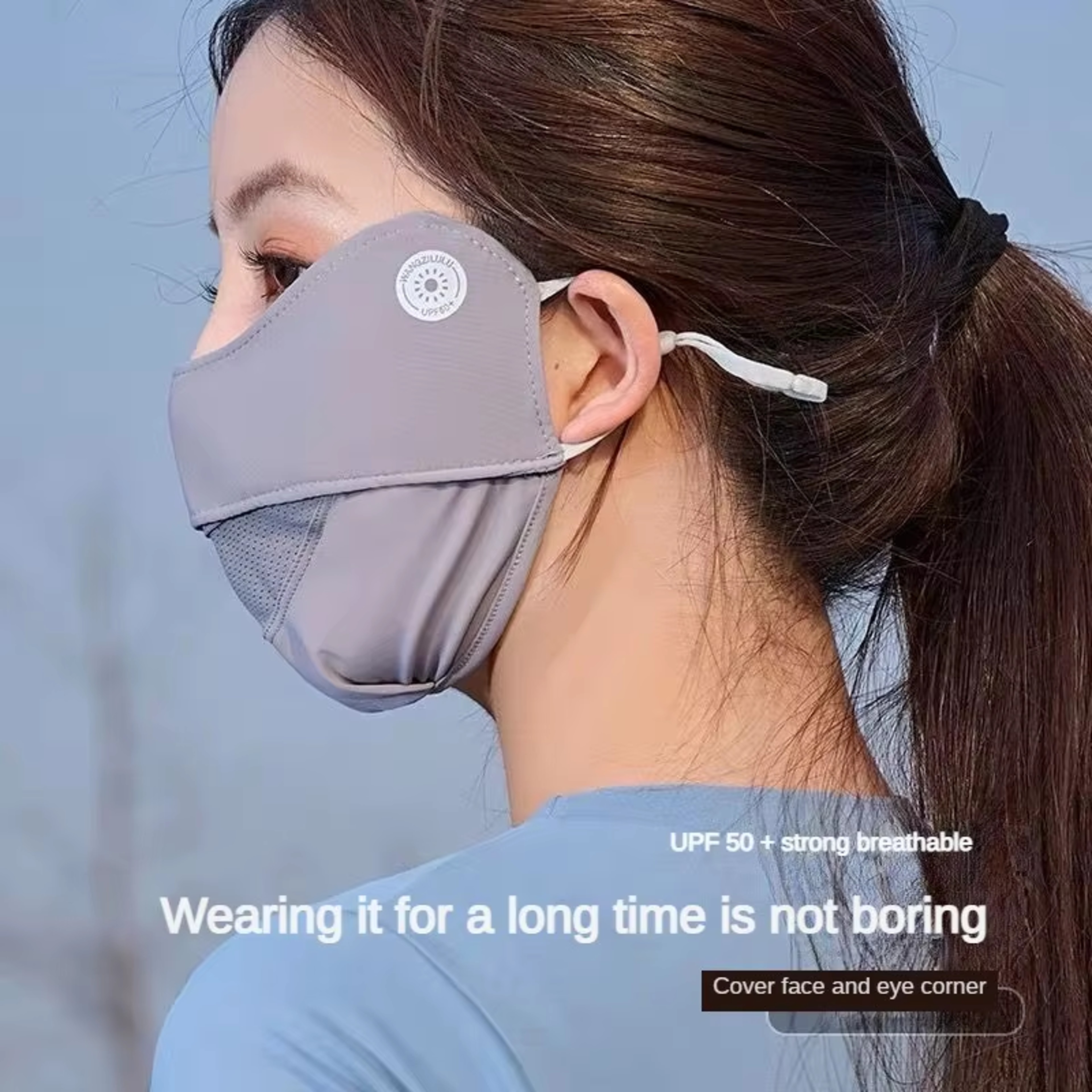 Cooling Ice Silk UV Face Mask With Adjustable Ear Hooks For Summer Sun Protection 4