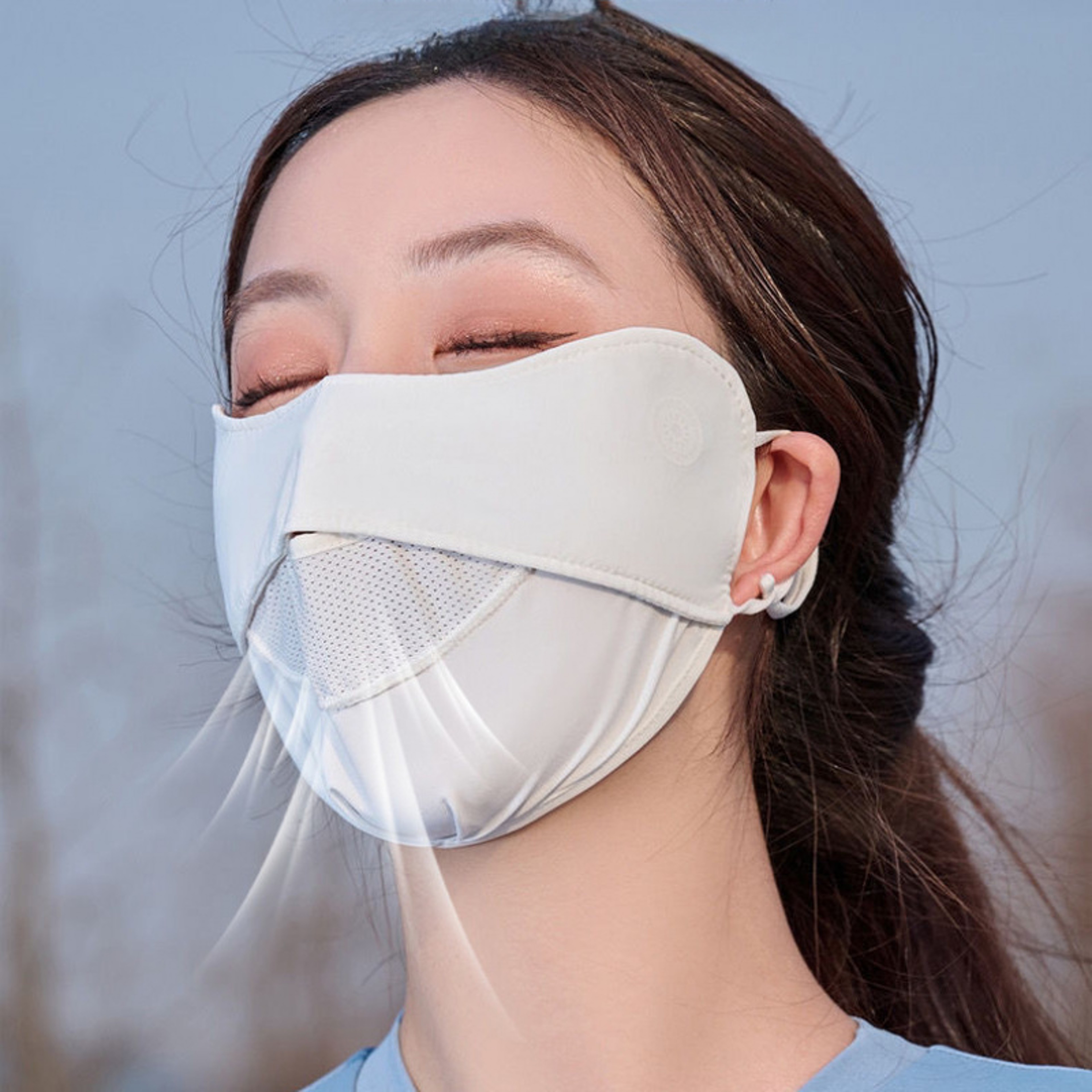 Cooling Ice Silk UV Face Mask With Adjustable Ear Hooks For Summer Sun Protection 5