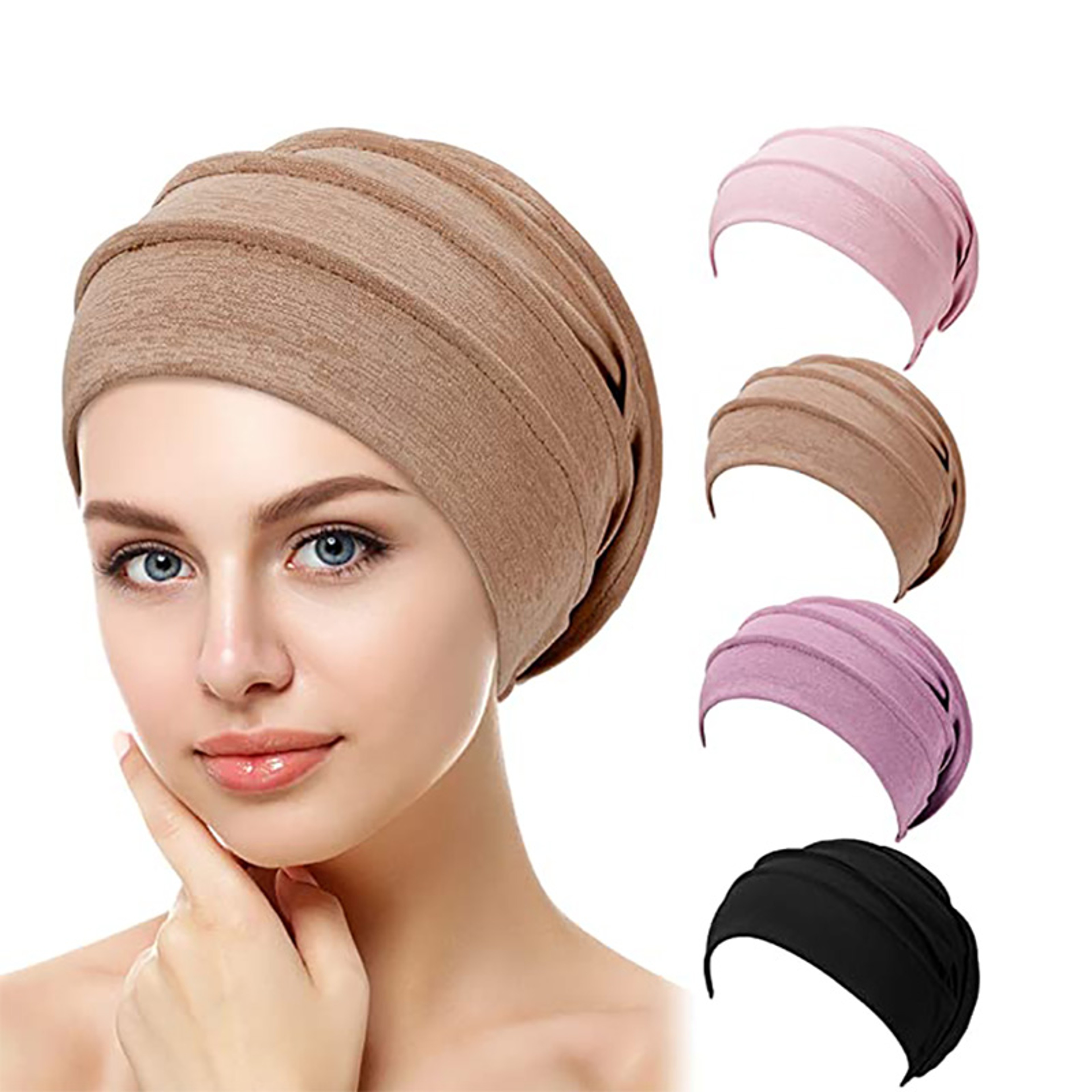 Soft Cotton Slouch Beanie Chemo Cap  Hijab Undercap Stretch Turban Hat For Women 1