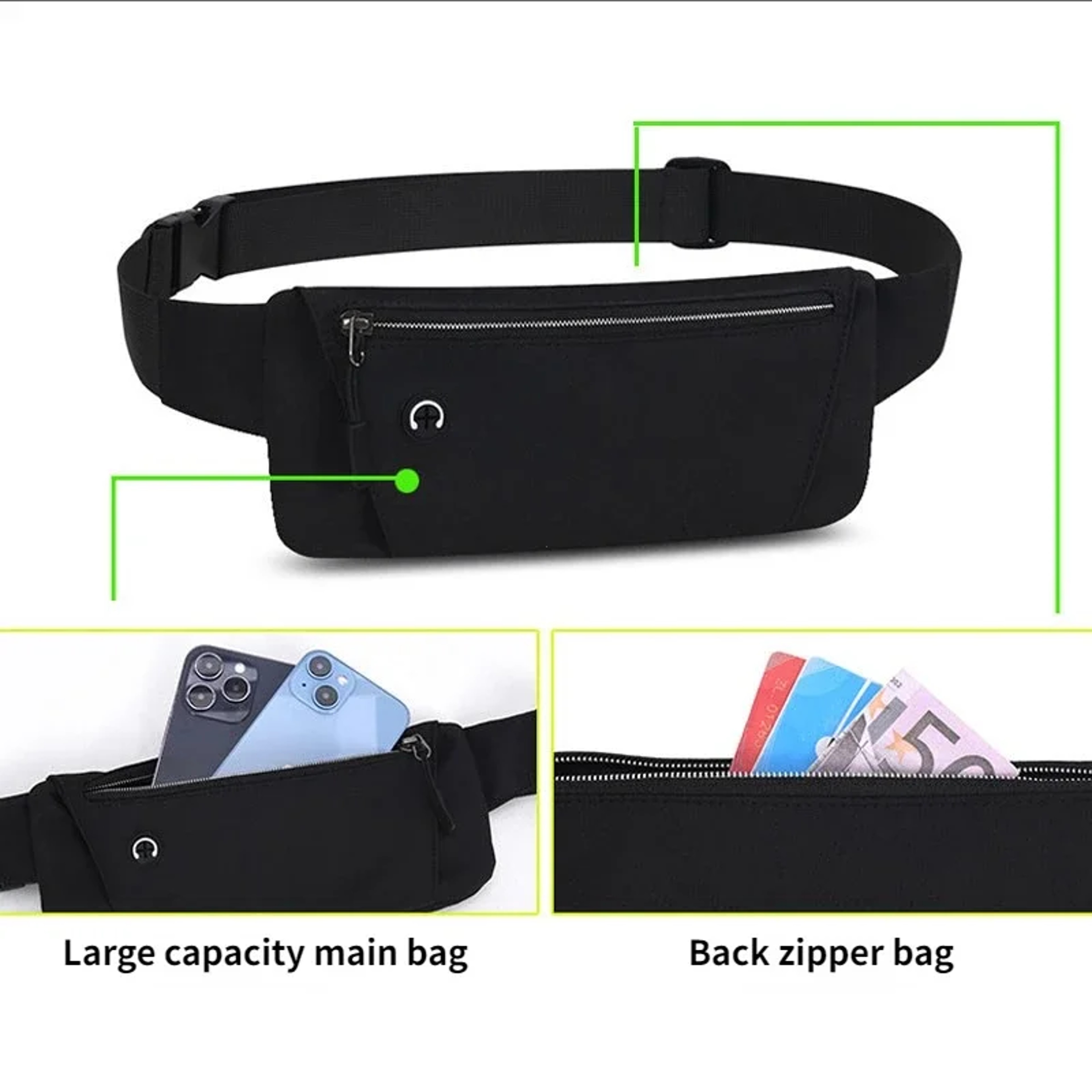 ActiveFit Running Waist Bag Adjustable Running Belt Phone Holder For Gym Walking  Travel 2