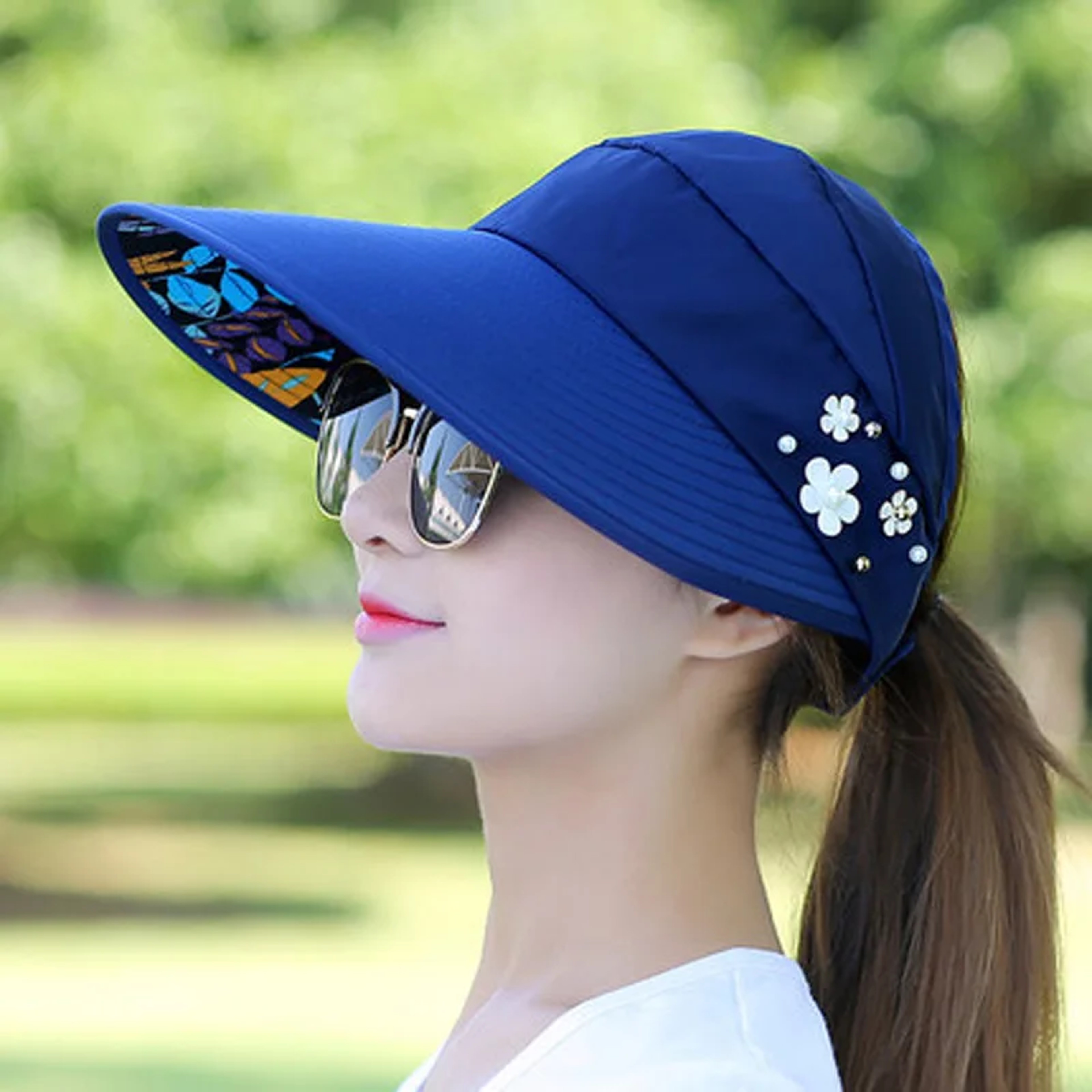Women Wide Brim Sun Hat UV Protection Packable Beach Visor Cap 0