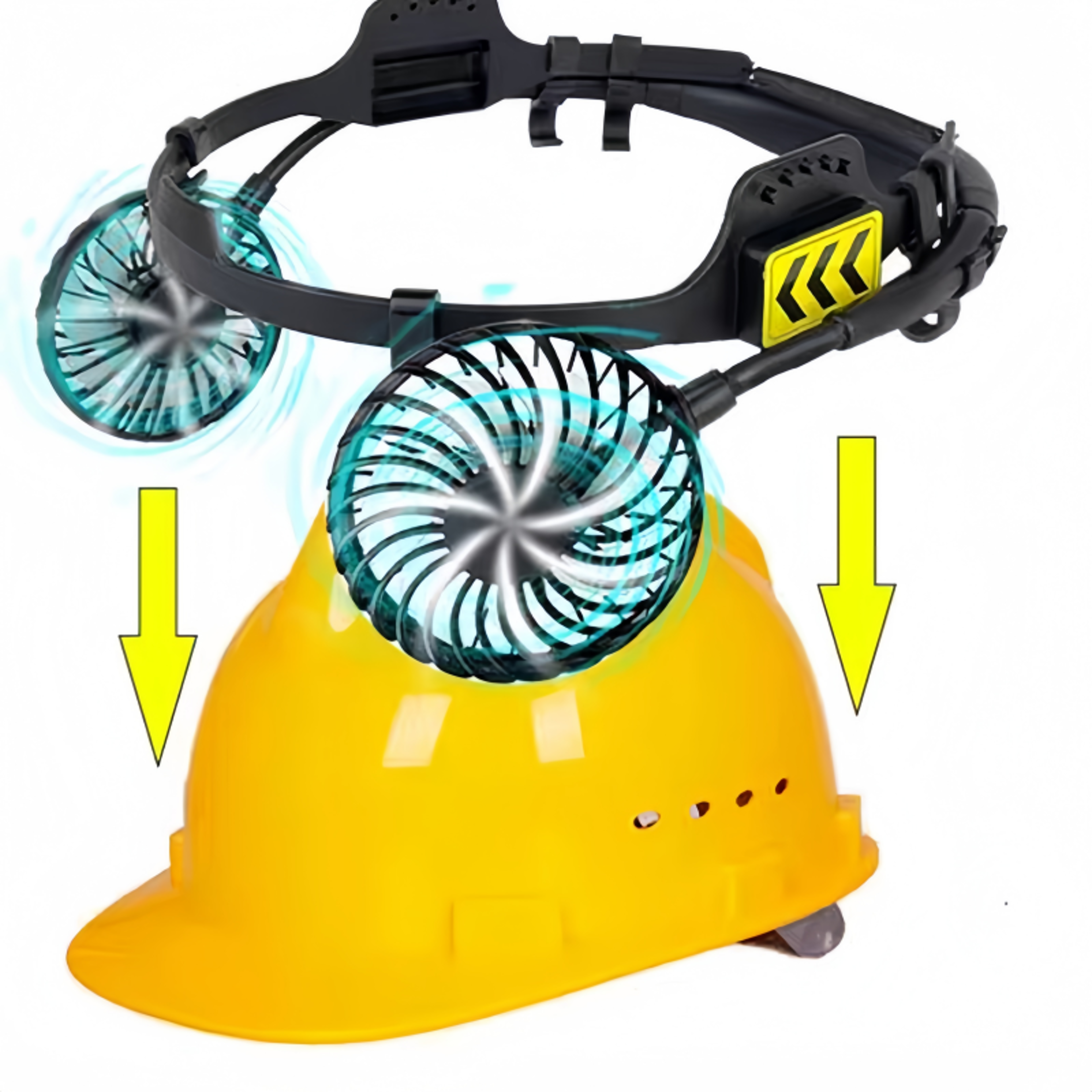 Portable Hard Hat Cooling Fan With LED Light Adjustable Safety Helmet Fan For Outdoor Work 1
