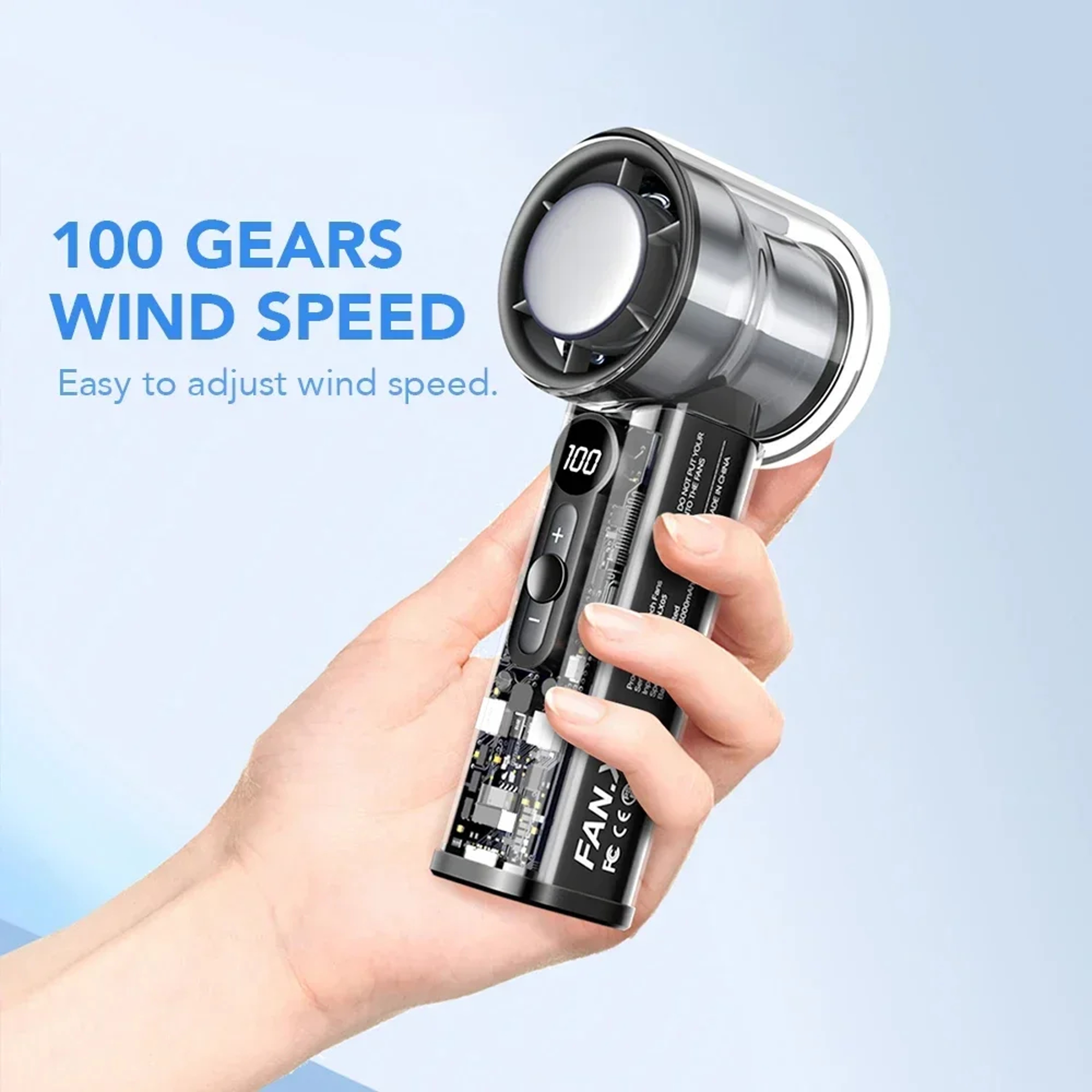 Mecha Portable Handheld Fan With LCD Display 3000mAh USB Rechargeable Turbo Cooling 5