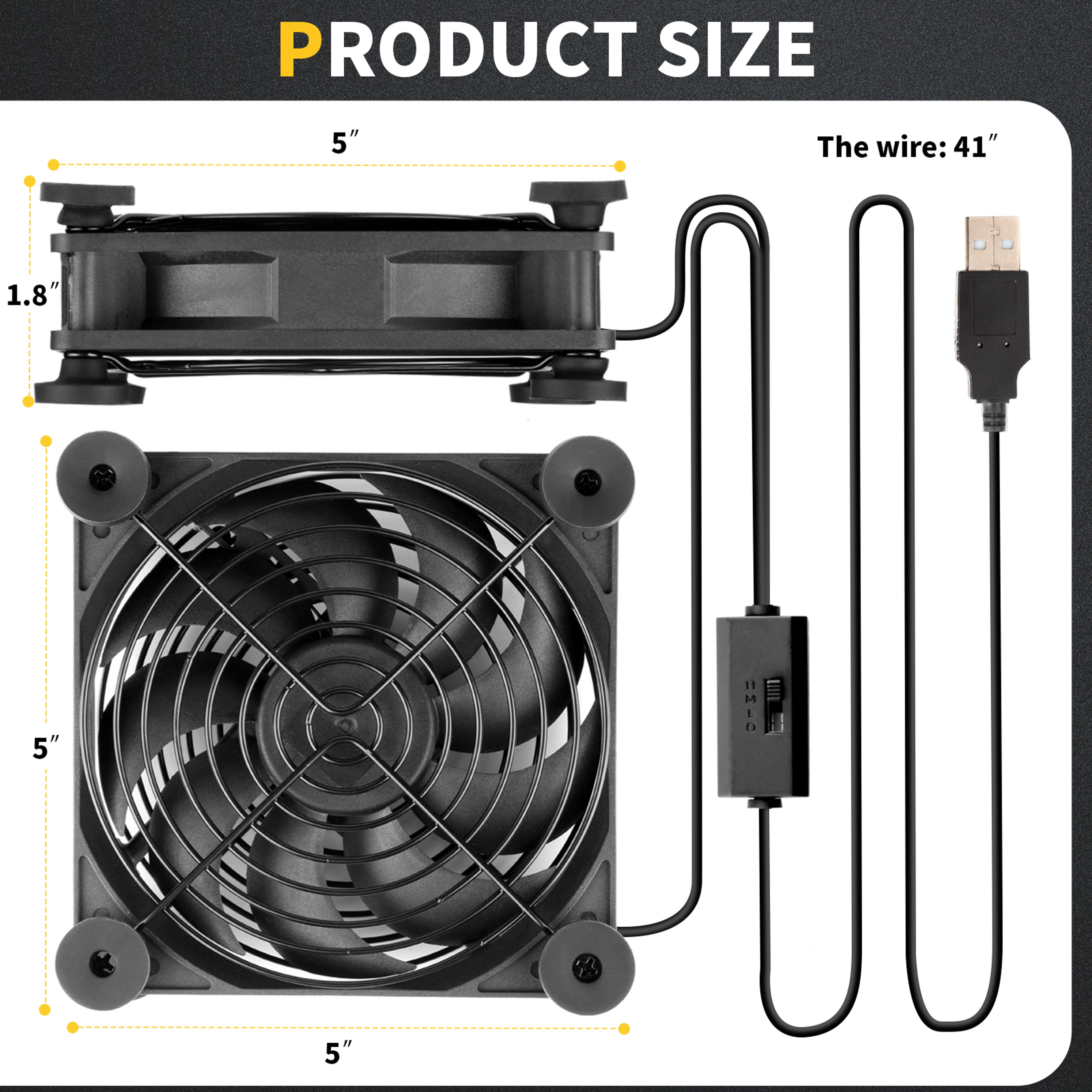 Quiet USB Cooling Fan Dual With Speed Controller For AV Receivers PCs  Game Consoles 4