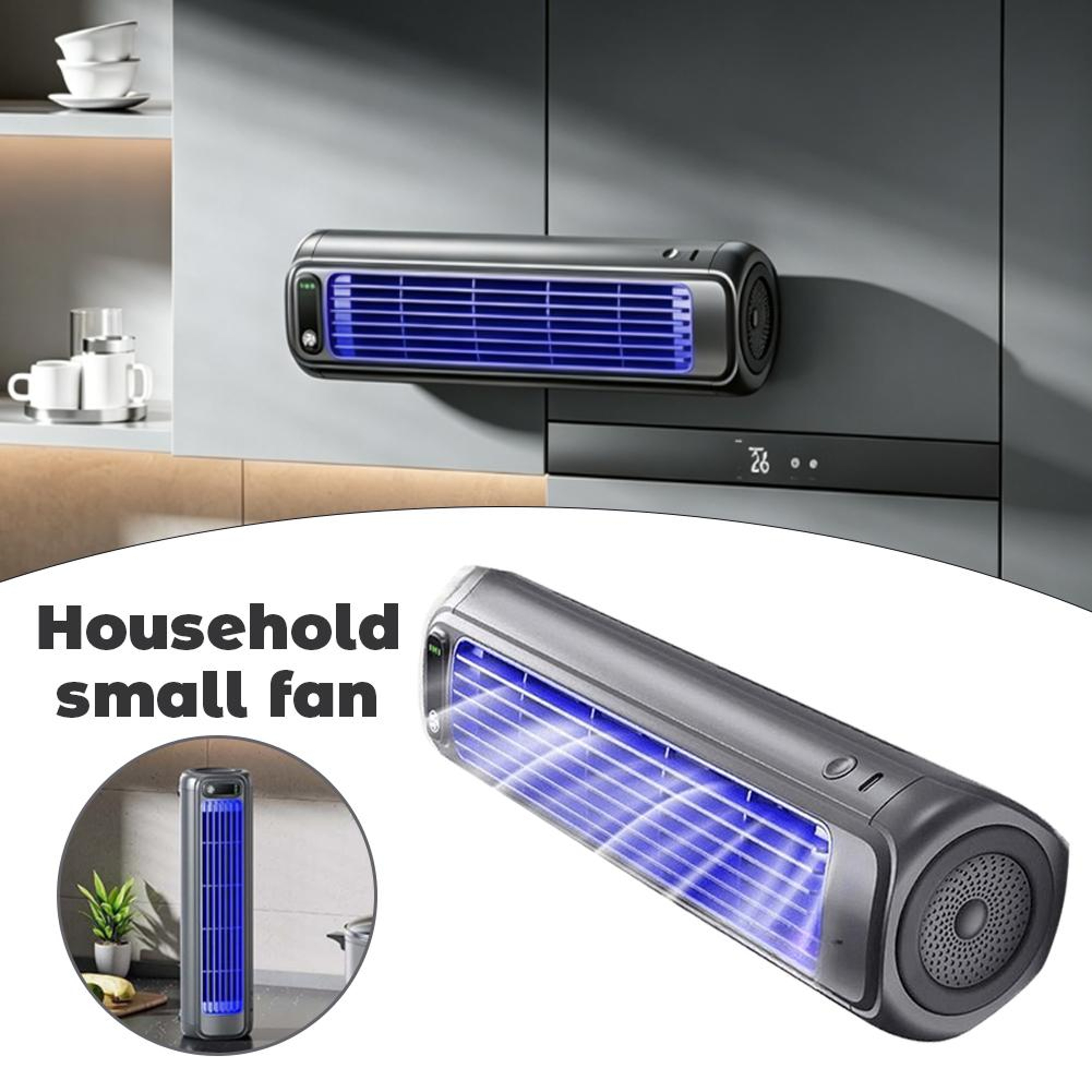 Quiet Wall Mounted Fan No Drill Energy Saving Cooling Fan For Kitchen Bedroom Bathroom Office 1