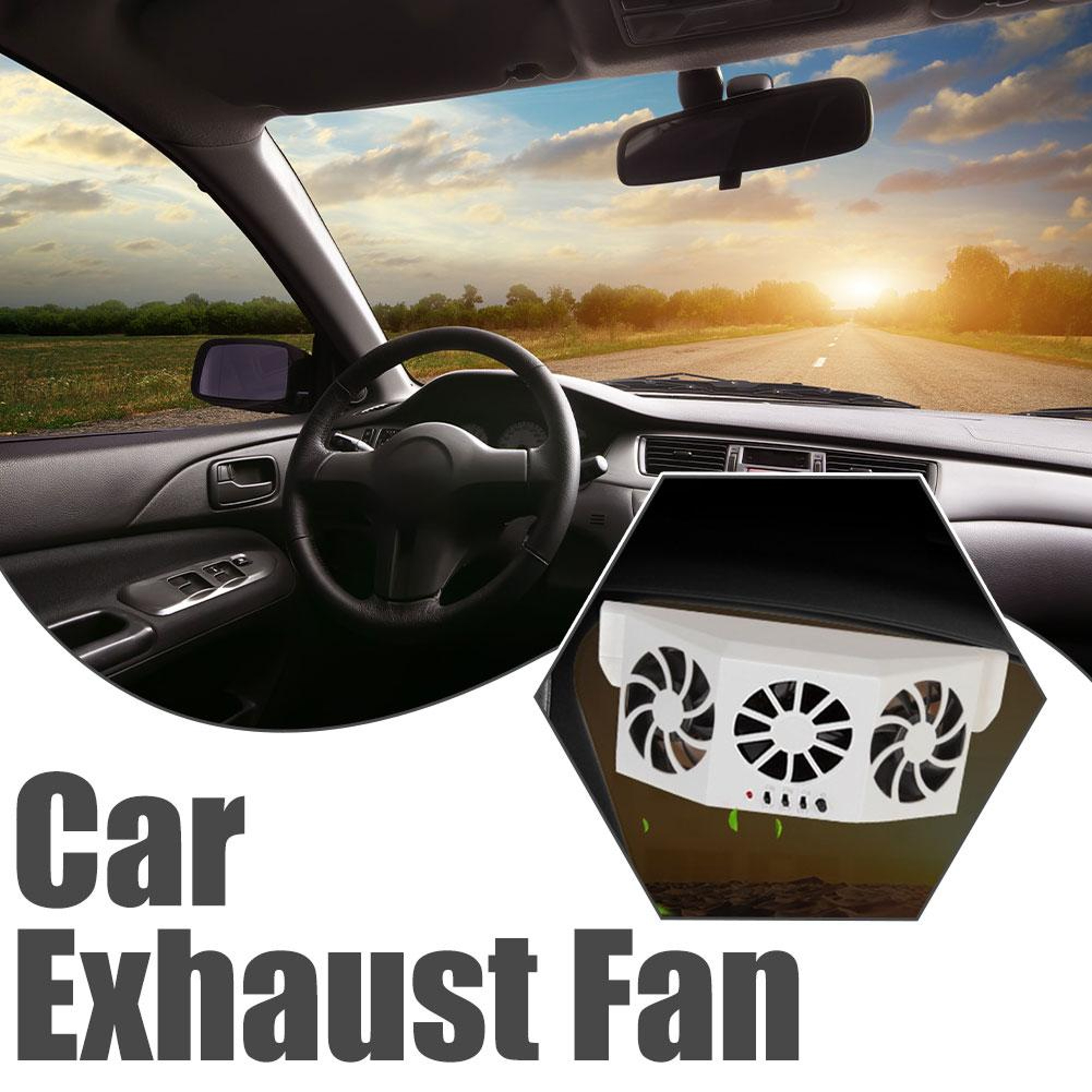 Solar Powered Car Ventilation Fan With Rechargeable Triple Cooling System 4