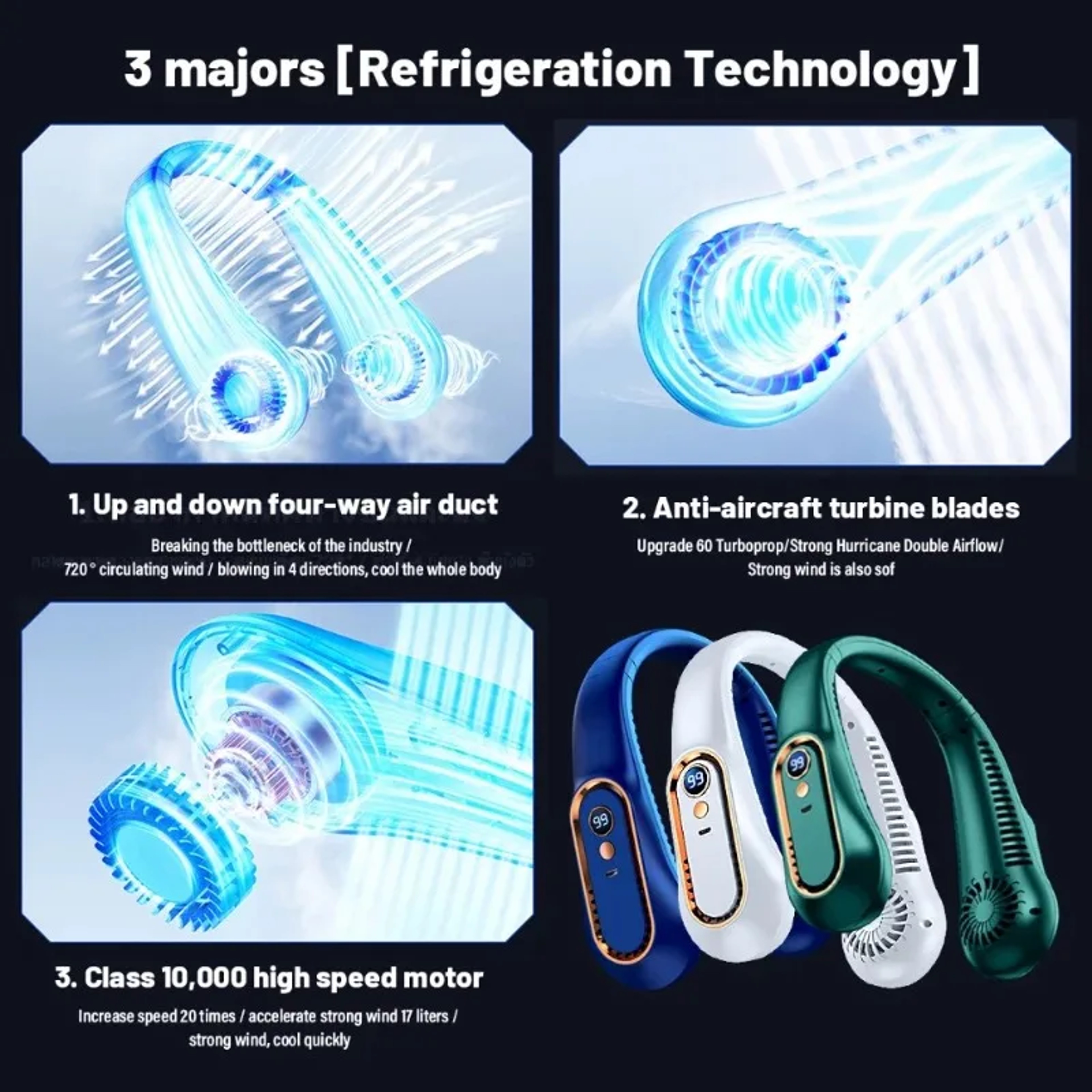 Arctic Breeze Portable Neck Fan USB Rechargeable Bladeless Cooling Fan With Digital Display 2