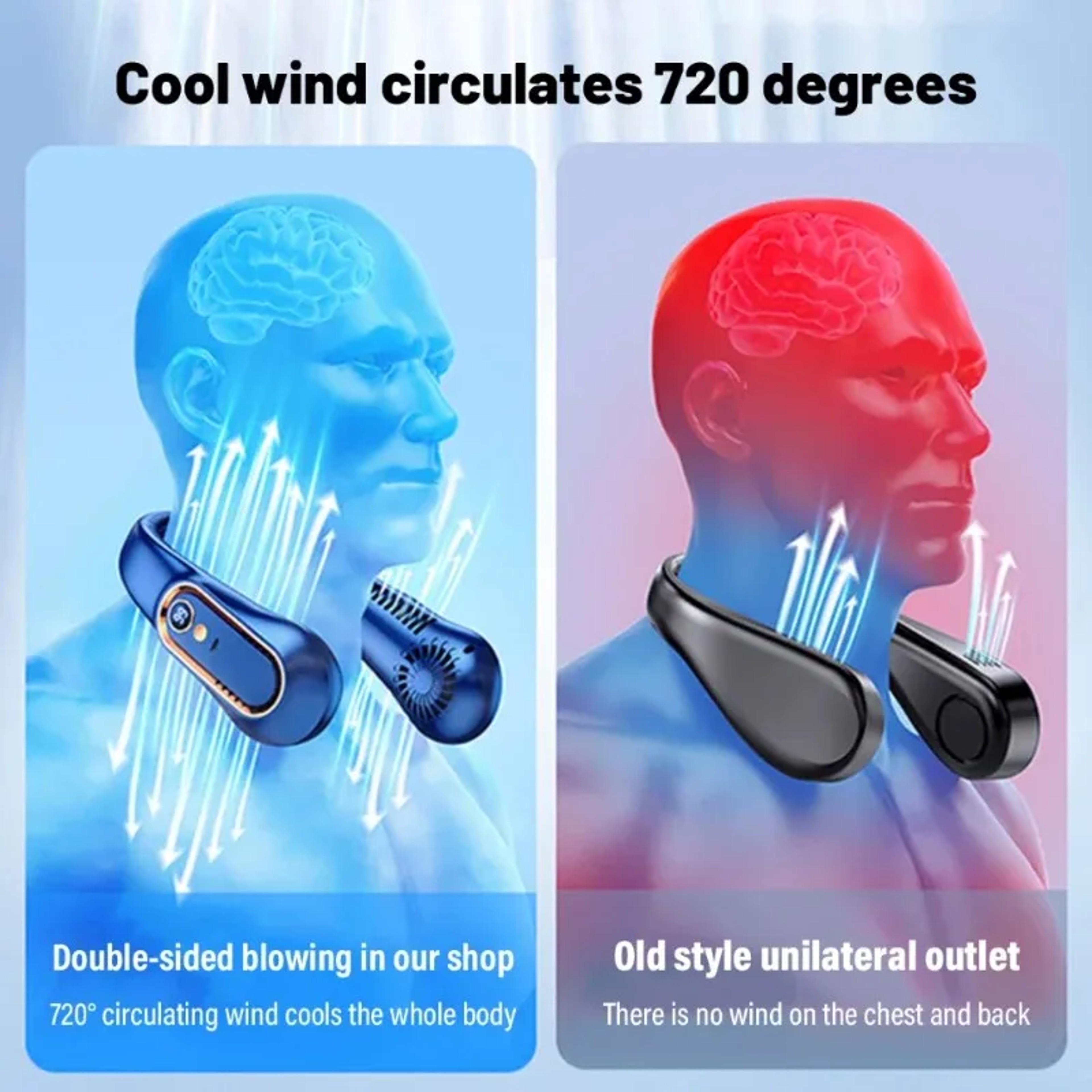 Arctic Breeze Portable Neck Fan USB Rechargeable Bladeless Cooling Fan With Digital Display 3