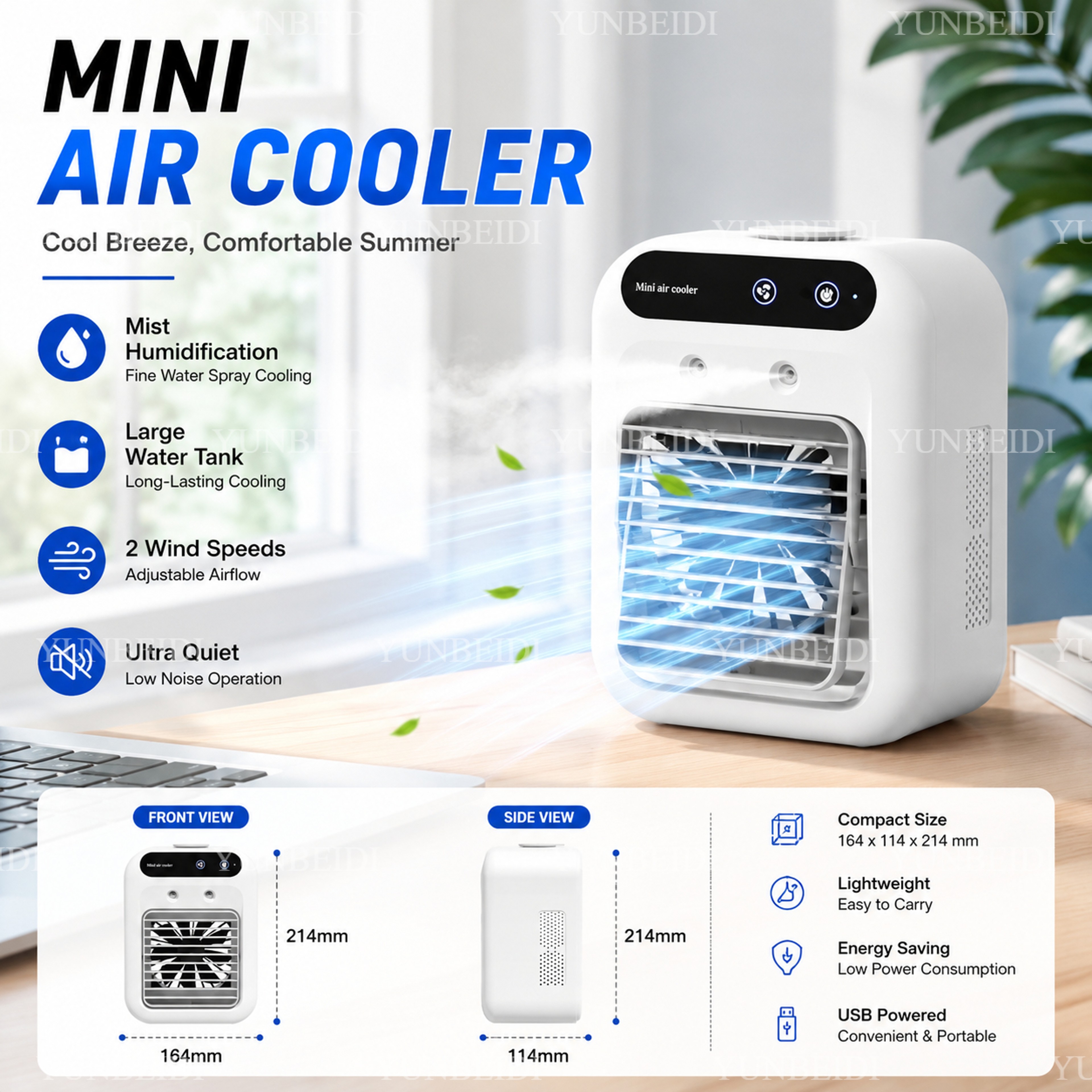 Arctic Breeze Portable Misting Fan USB Rechargeable Personal Cooling Fan 3