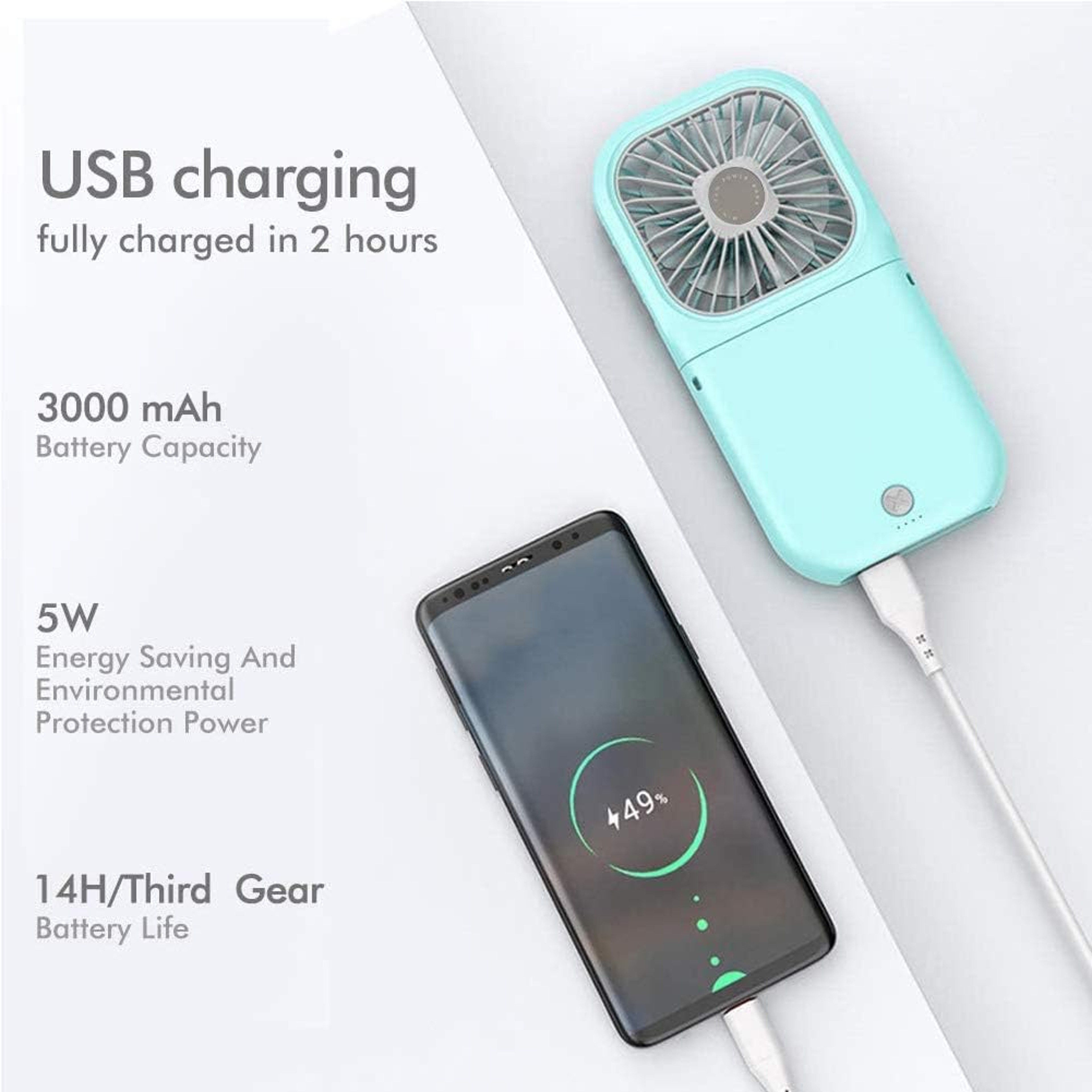 Portable Neck Fan USB Rechargeable Foldable 3