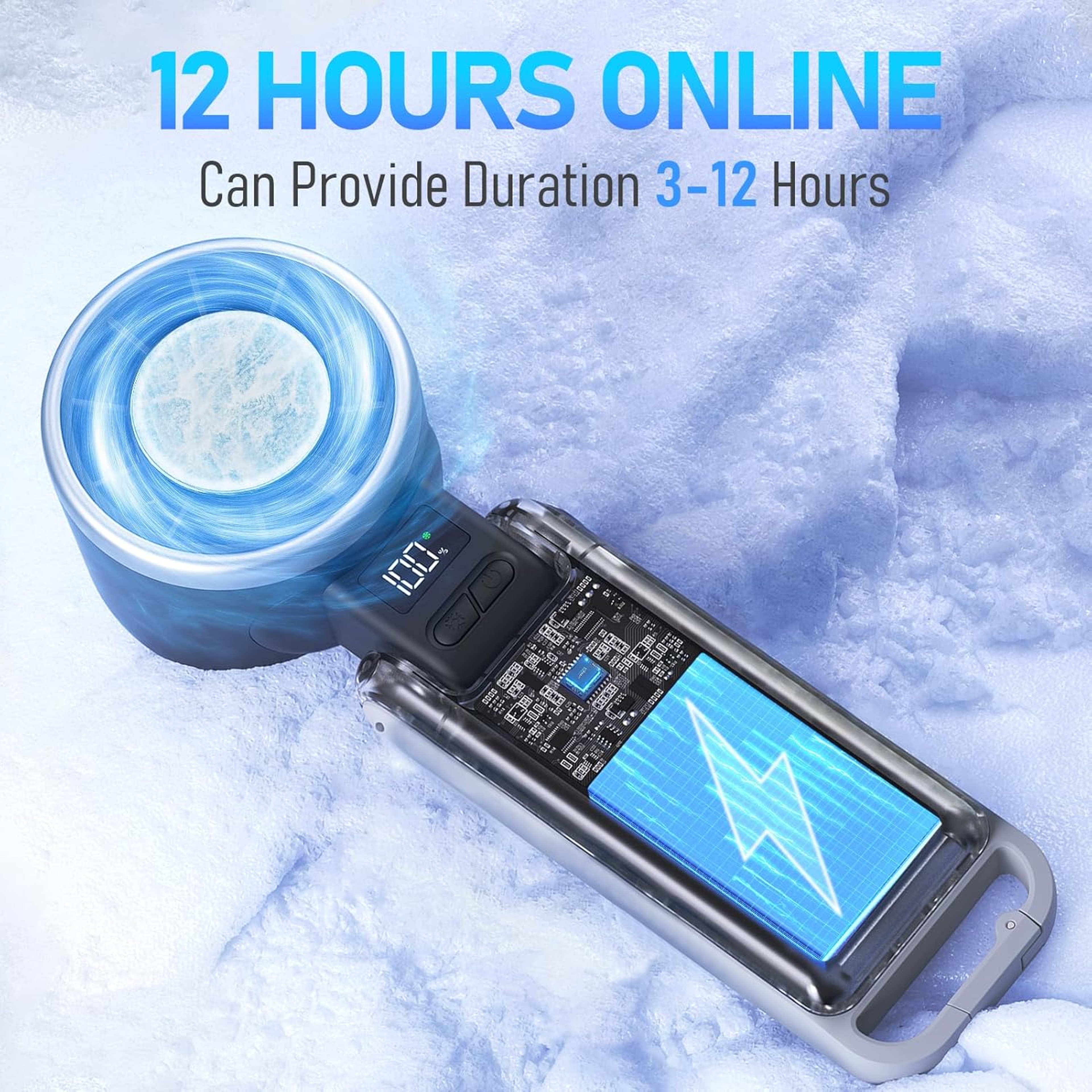 Arctic Breeze Portable Handheld Fan With Ice Cooling 5 Speed Rechargeable Turbo Airflow 7