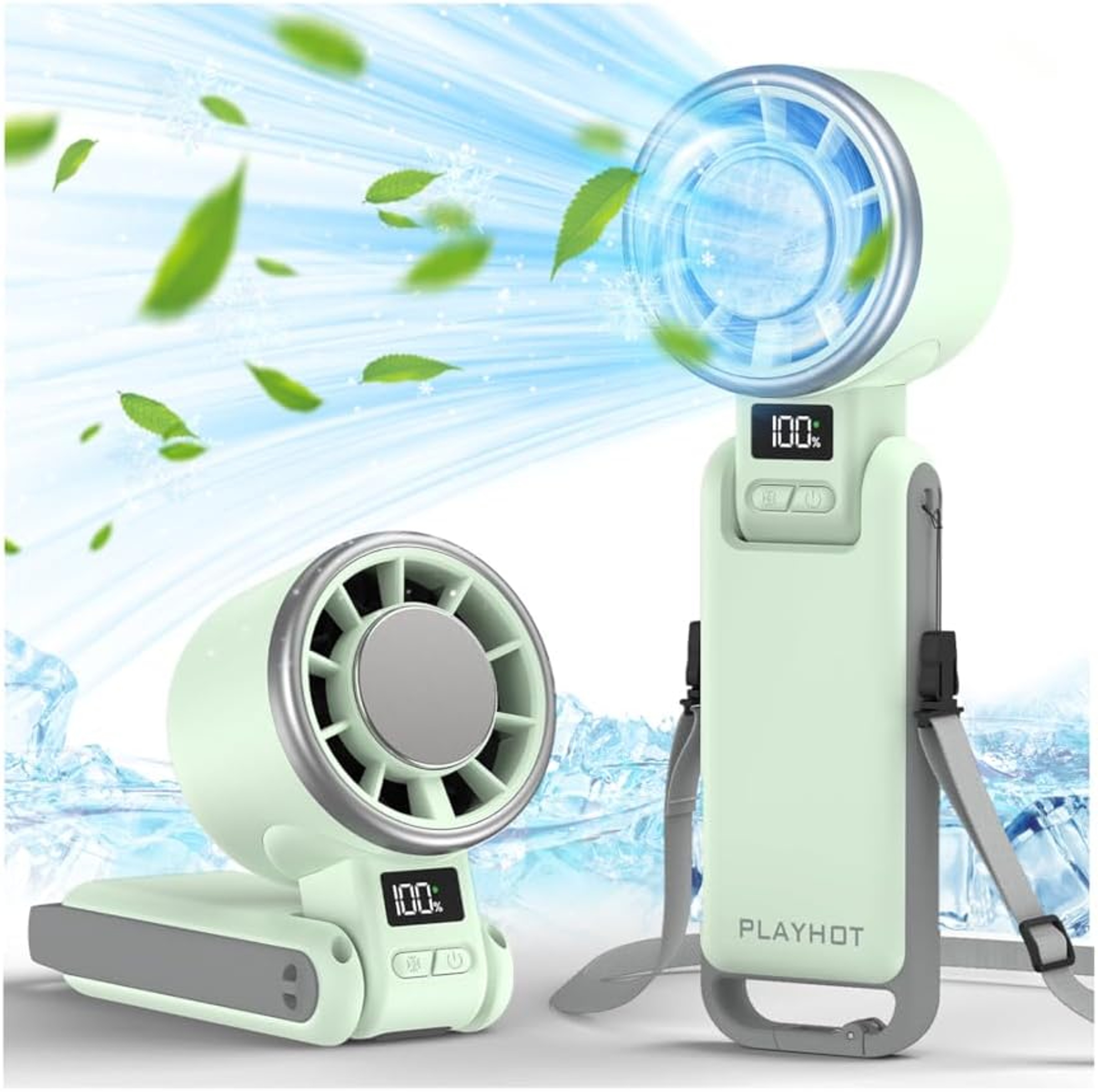 Arctic Breeze Portable Handheld Fan With Ice Cooling 5 Speed Rechargeable Turbo Airflow 1
