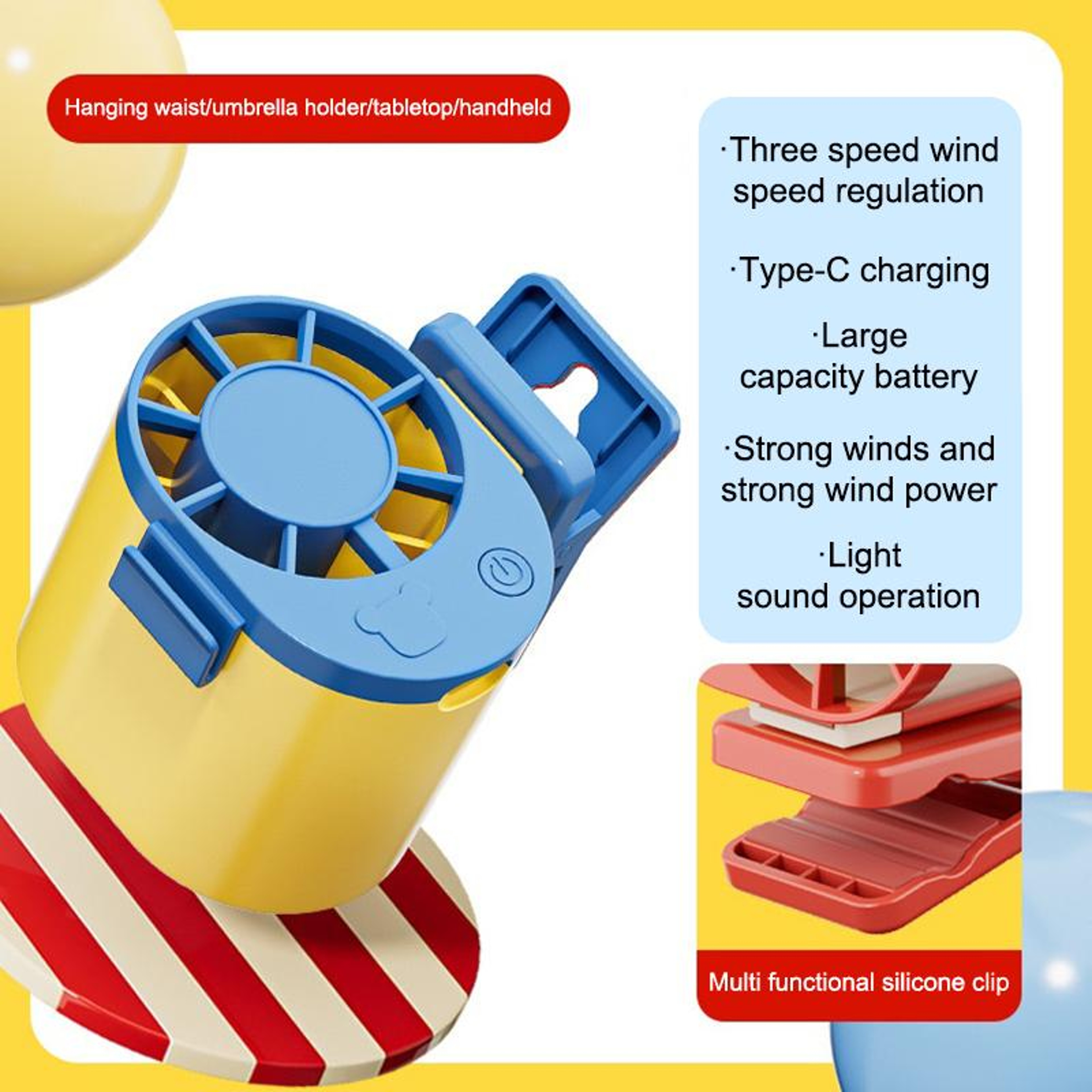 360 Portable Waist Fan USB Rechargeable Hands Free Wearable Cooling Fan For Work Travel  Outdoors 3