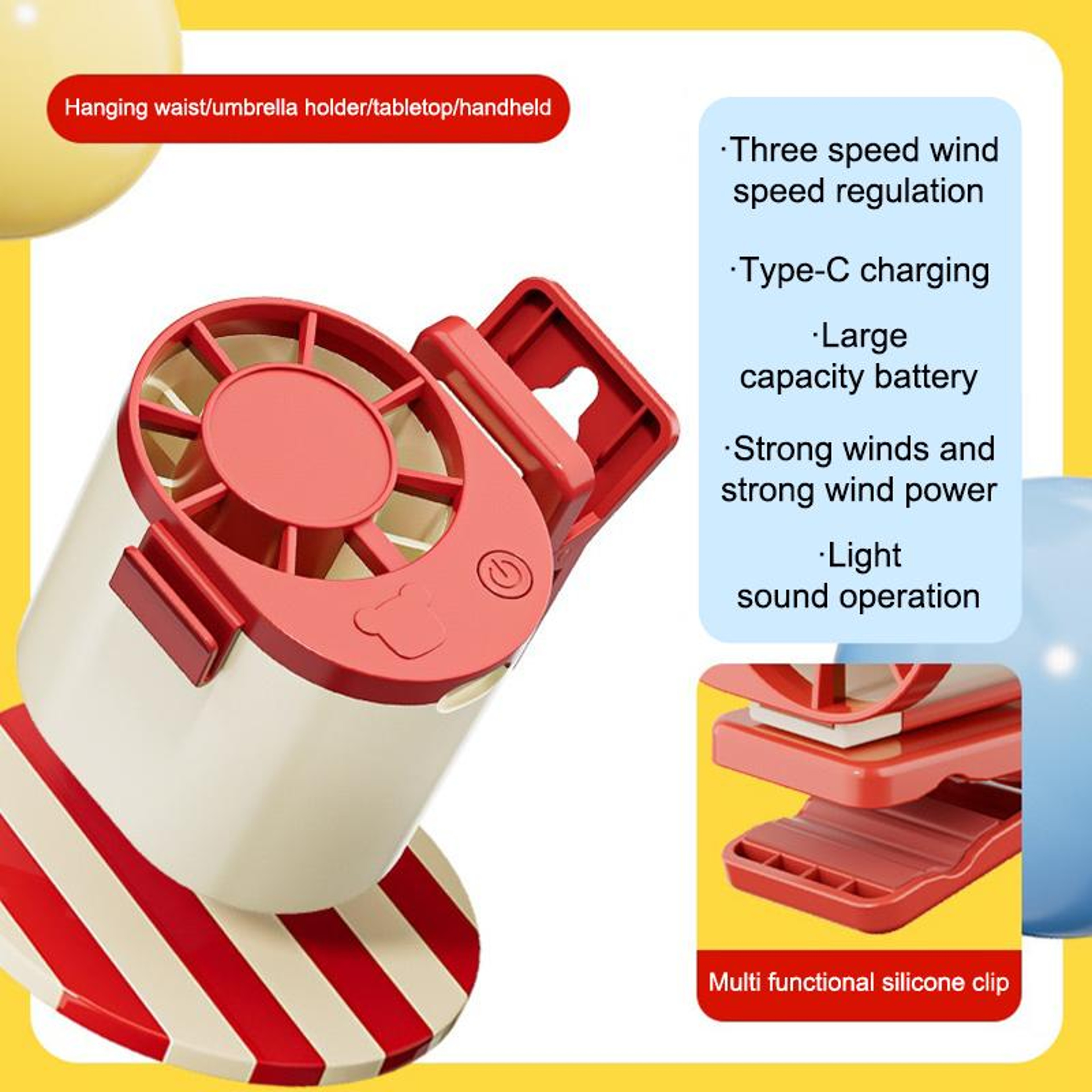 360 Portable Waist Fan USB Rechargeable Hands Free Wearable Cooling Fan For Work Travel  Outdoors 4