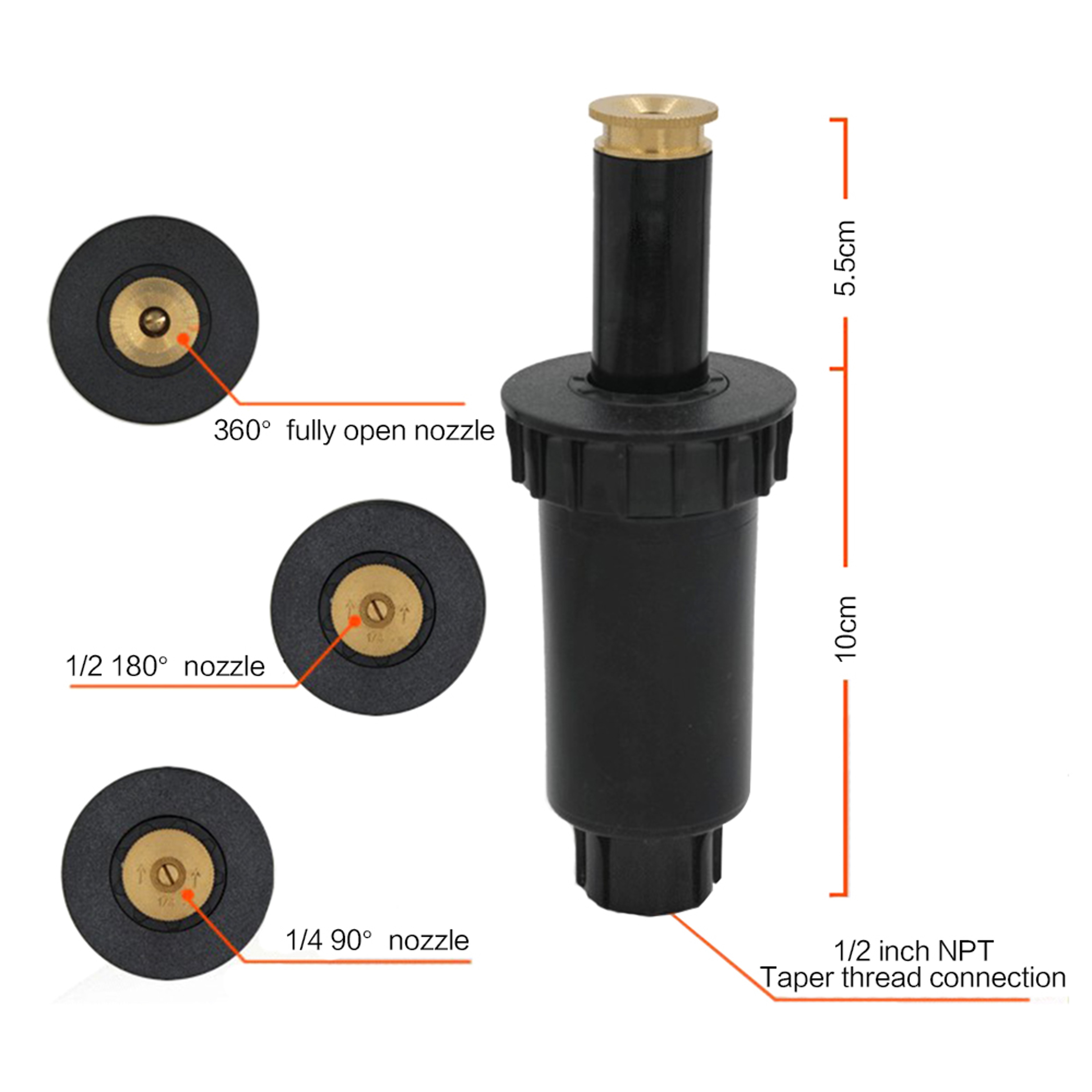 Adjustable Pop Up Sprinkler Head 90 180 360 Lawn Irrigation Nozzle 1
