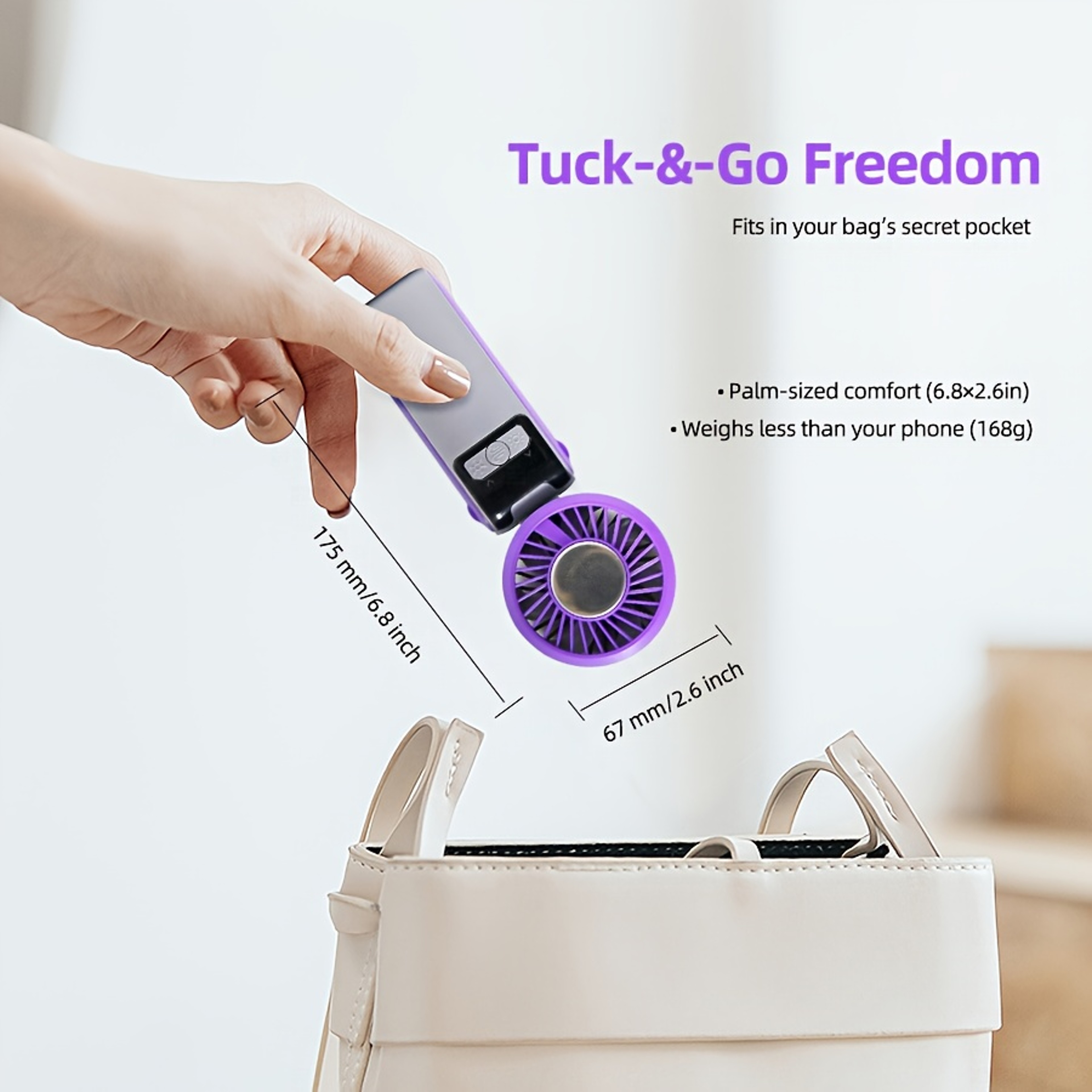 Portable Handheld Fan Mini Foldable Pocket Fan for Quiet Personal Cooling – view 3