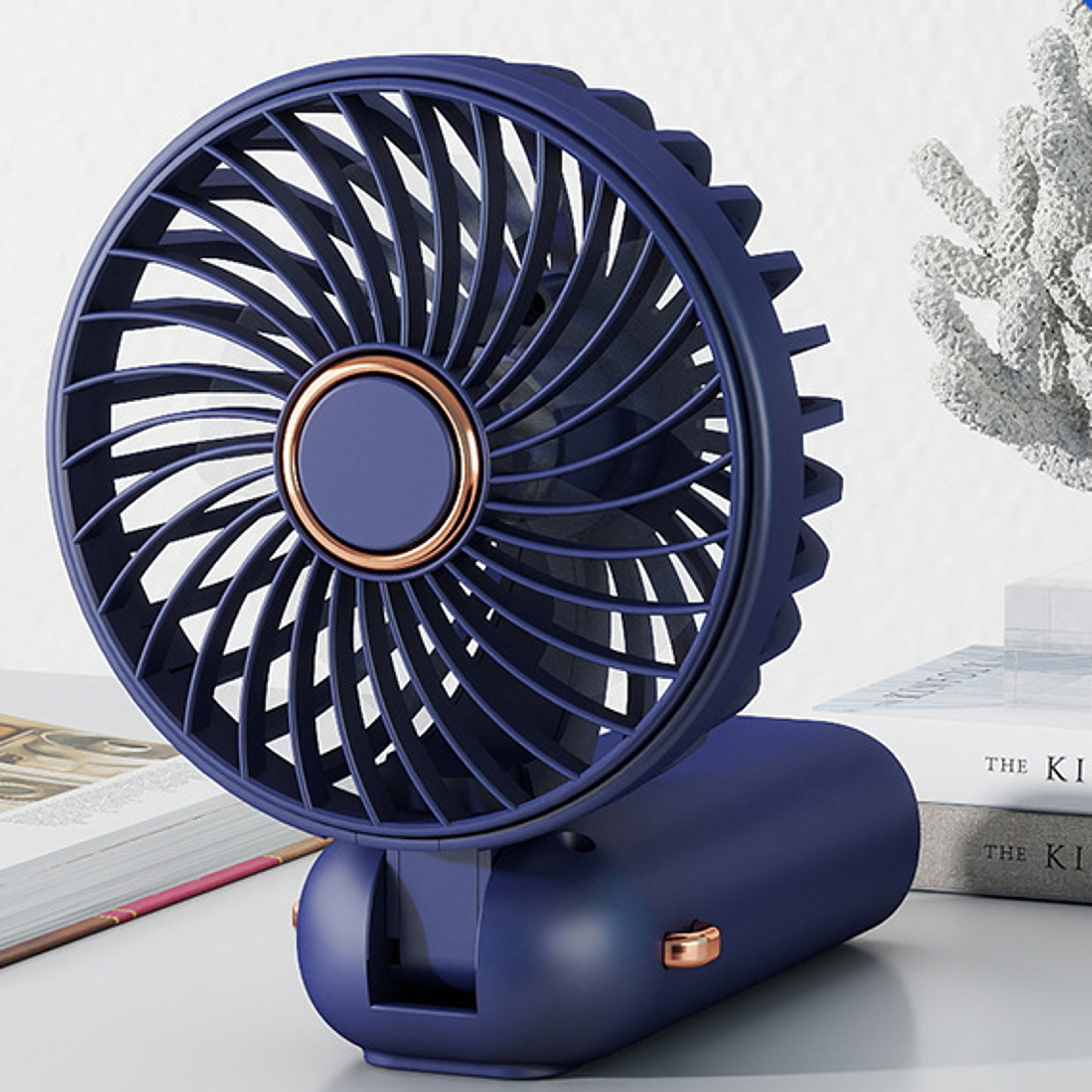 wwwalze Portable Mini Fan Rechargeable Foldable USB Desk  Handheld Cooling Fan 0