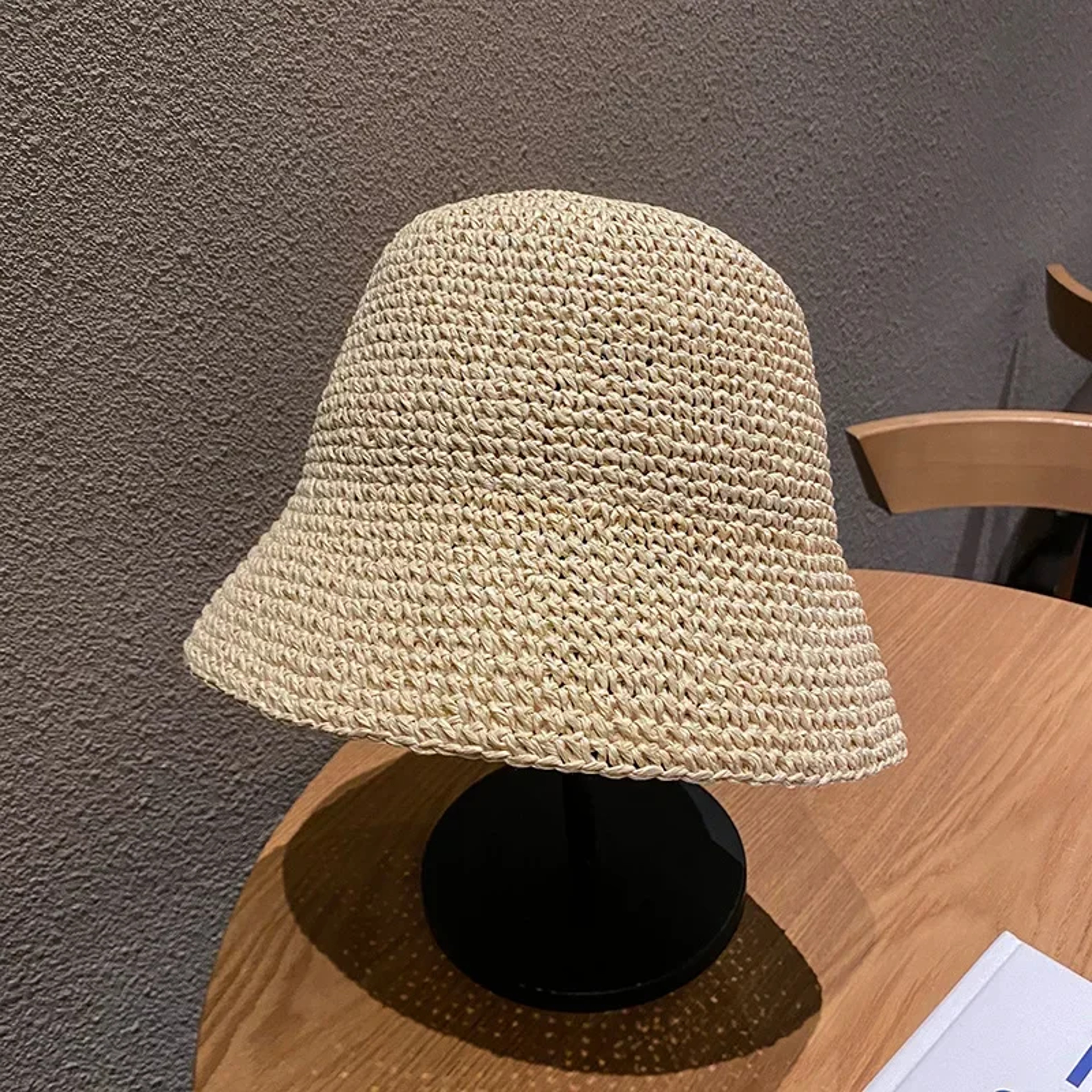 SunShield Handwoven Straw Sun Hat For Women Beach Panama Style Bucket Hat 4